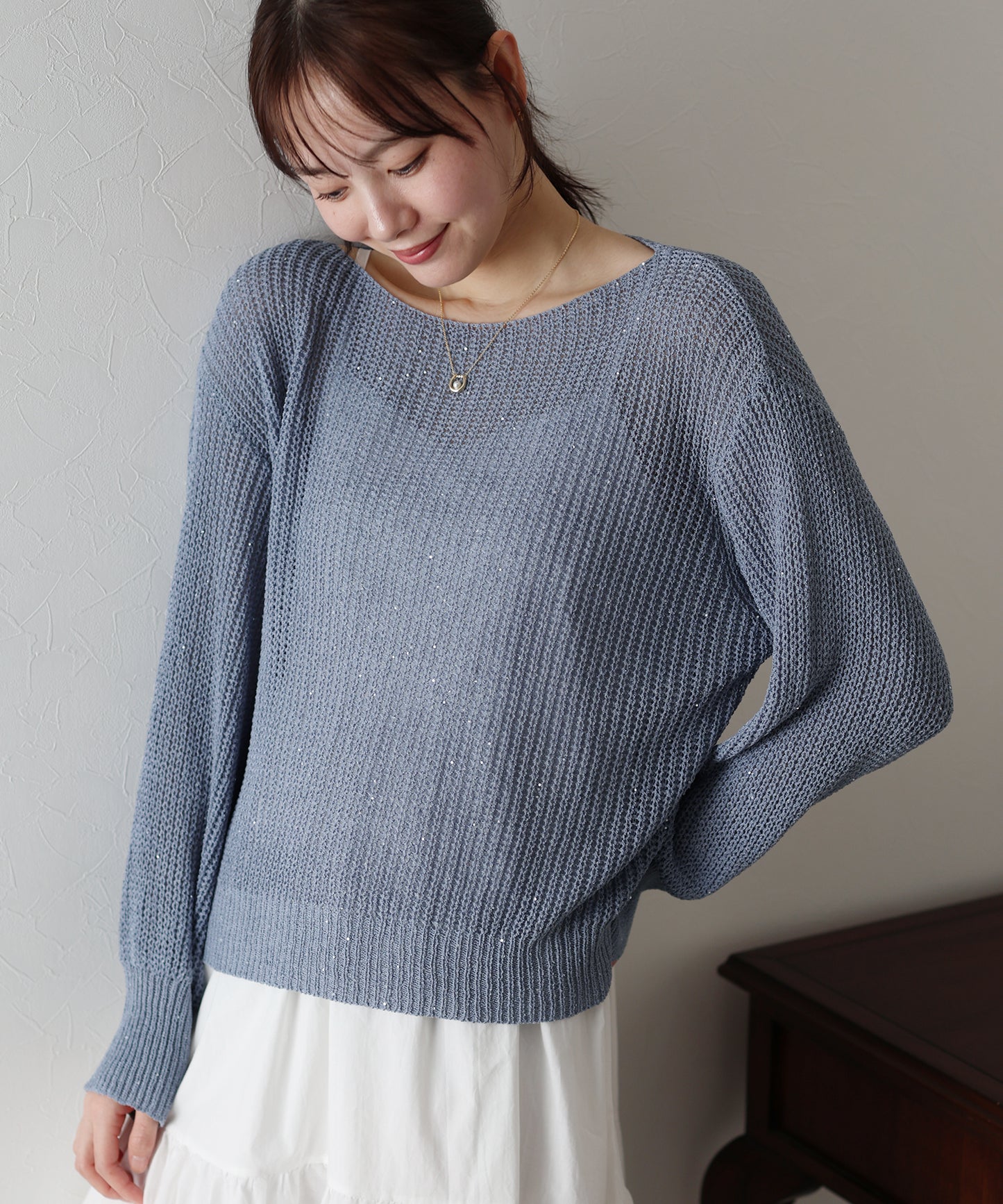 【TIME SALE】スパンコールメッシュニット