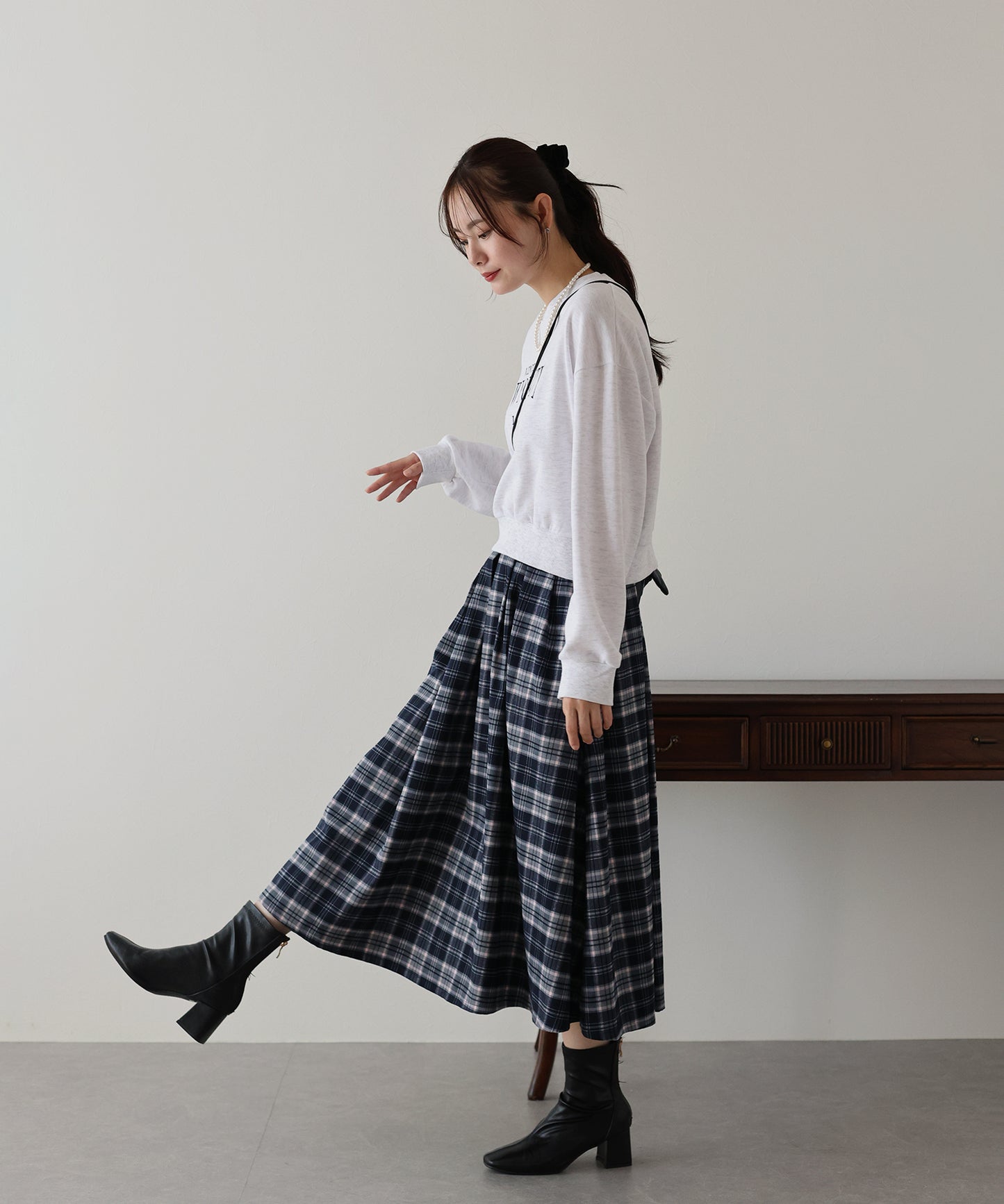【SALE】丈が選べるチェックロングスカート
