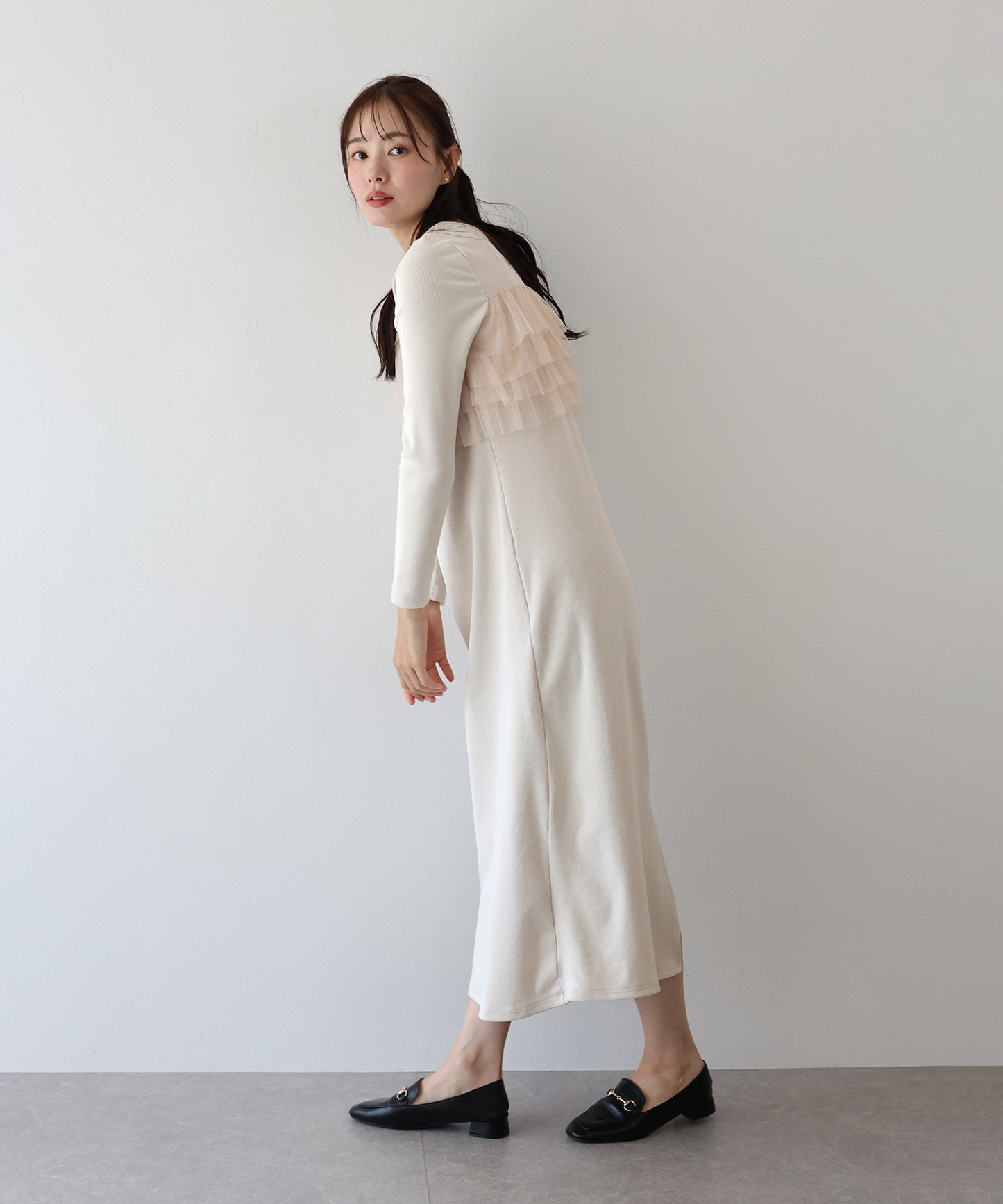 フリルチュールレイヤードワンピース