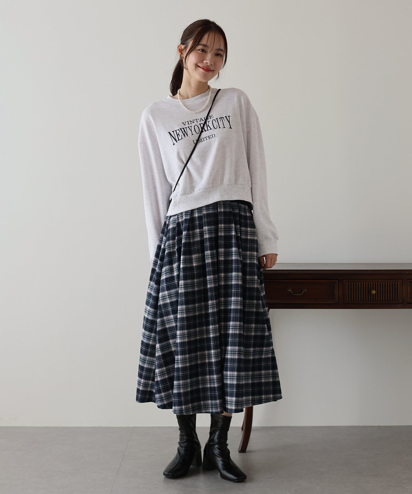 【SALE】丈が選べるチェックロングスカート