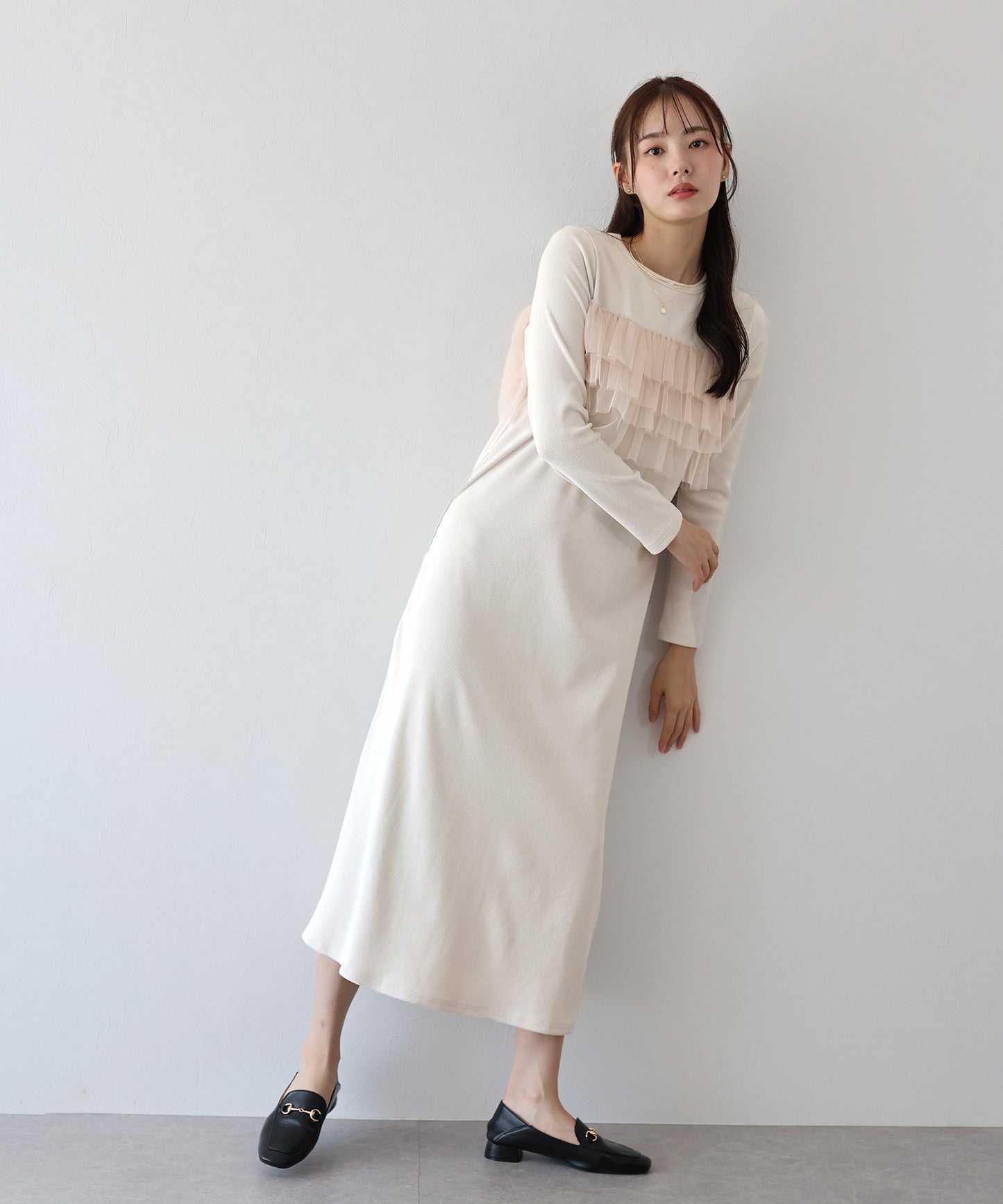 フリルチュールレイヤードワンピース