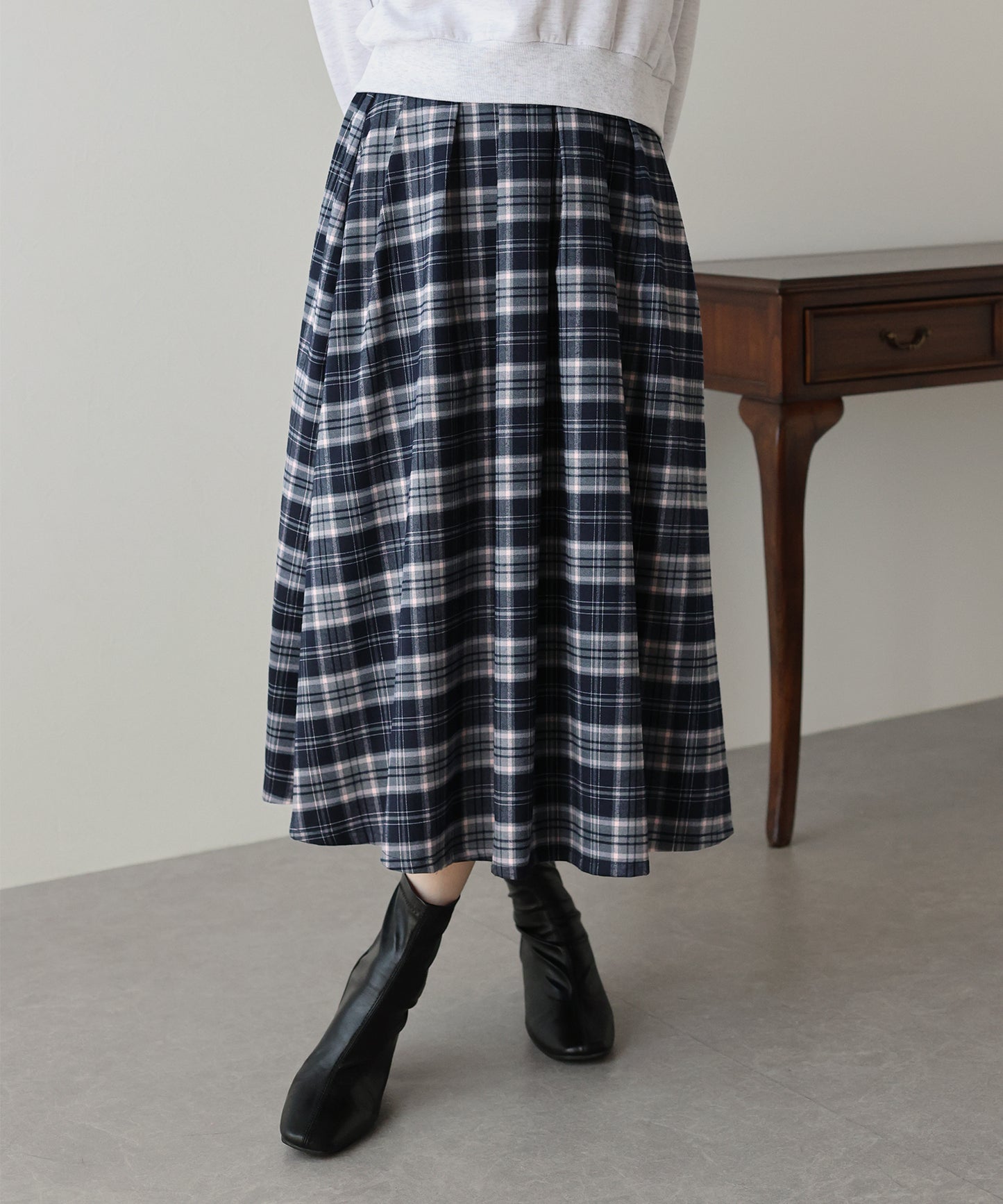 【SALE】丈が選べるチェックロングスカート