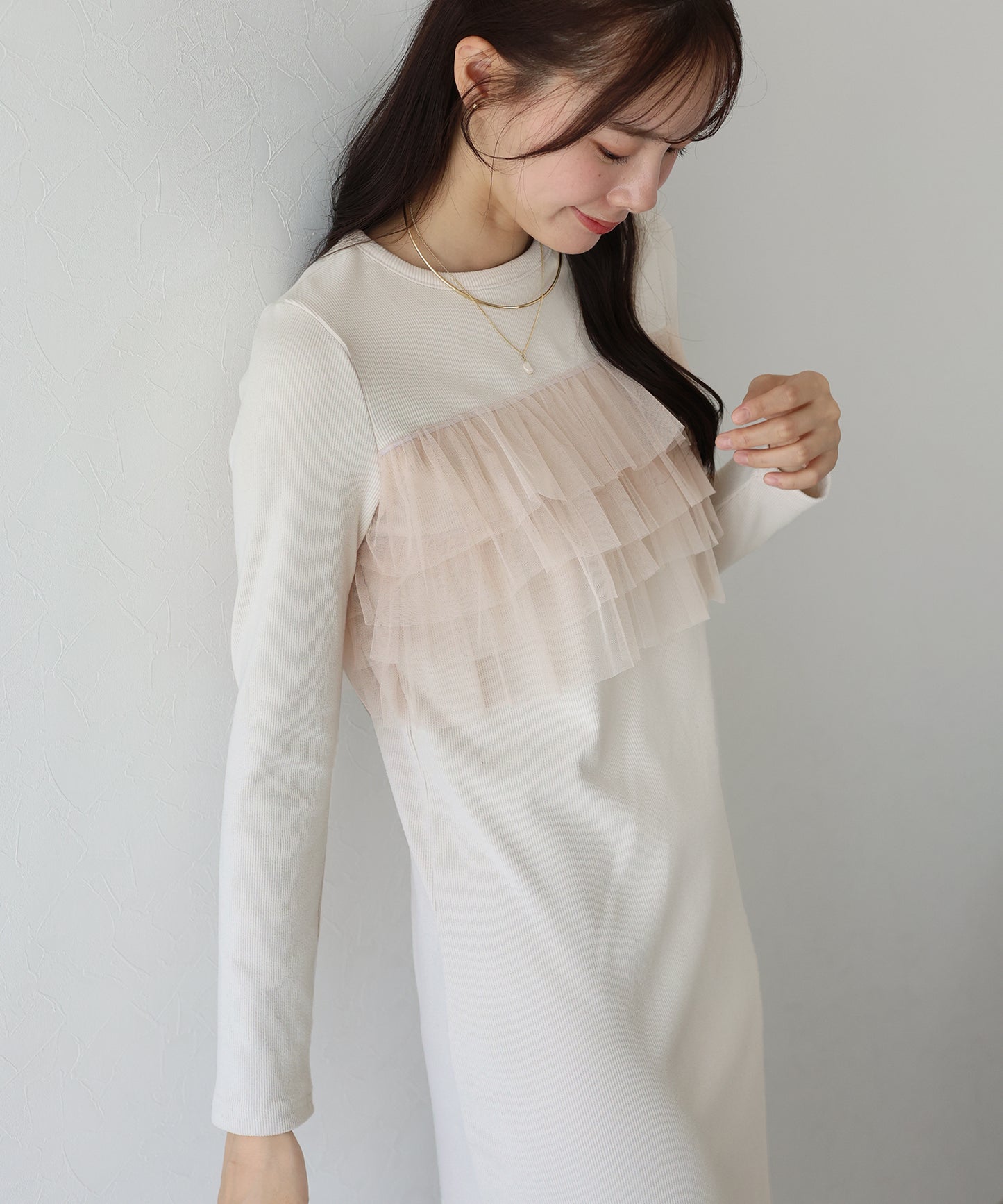 フリルチュールレイヤードワンピース