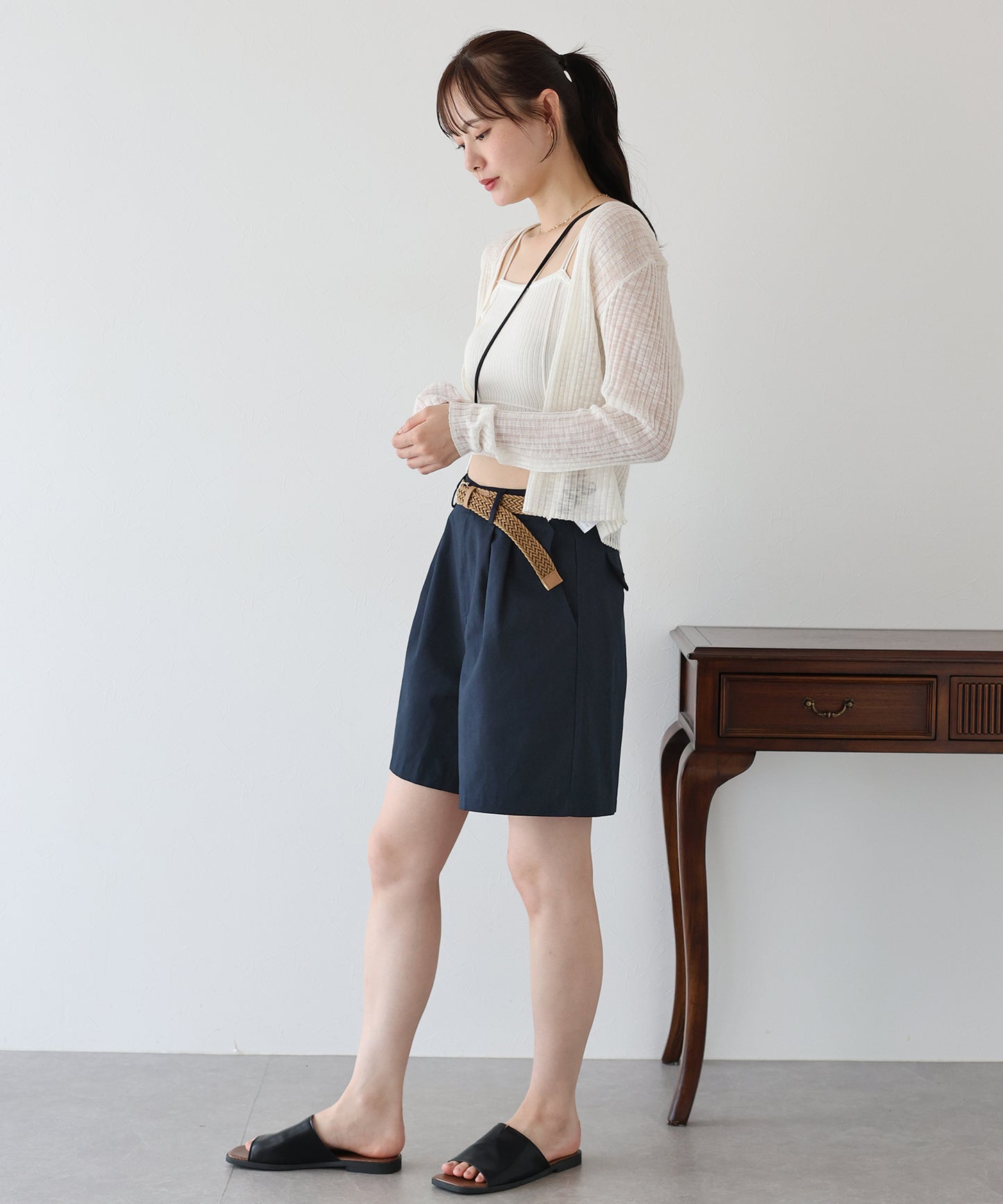 【SALE】メッシュベルト付きハーフパンツ