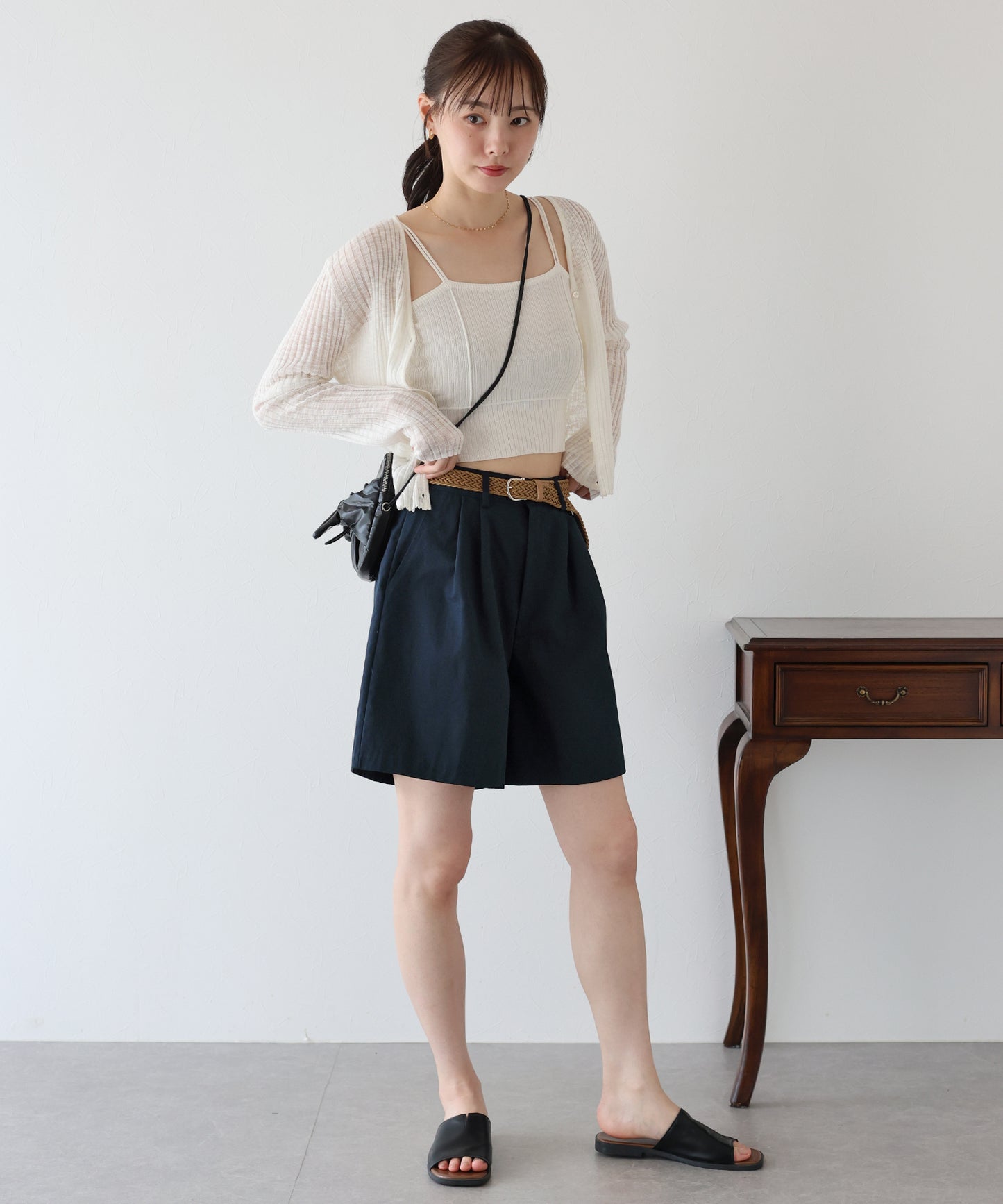 【SALE】メッシュベルト付きハーフパンツ