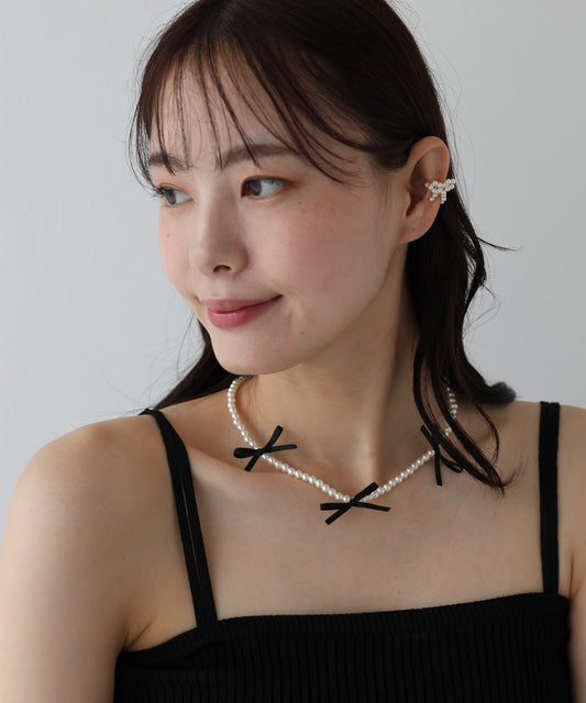 リボン付きパールネックレス【ネコポス】