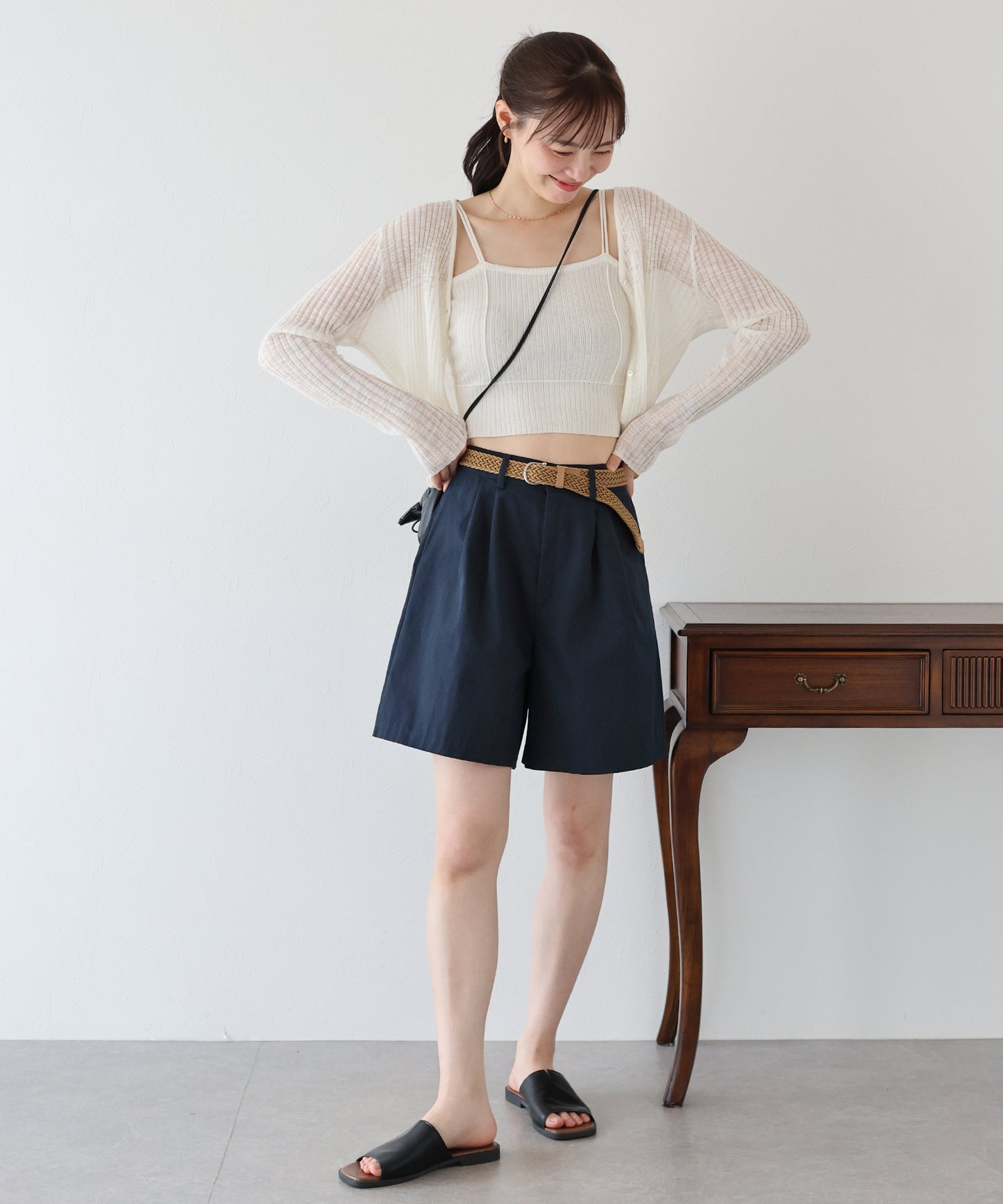 【SALE】メッシュベルト付きハーフパンツ