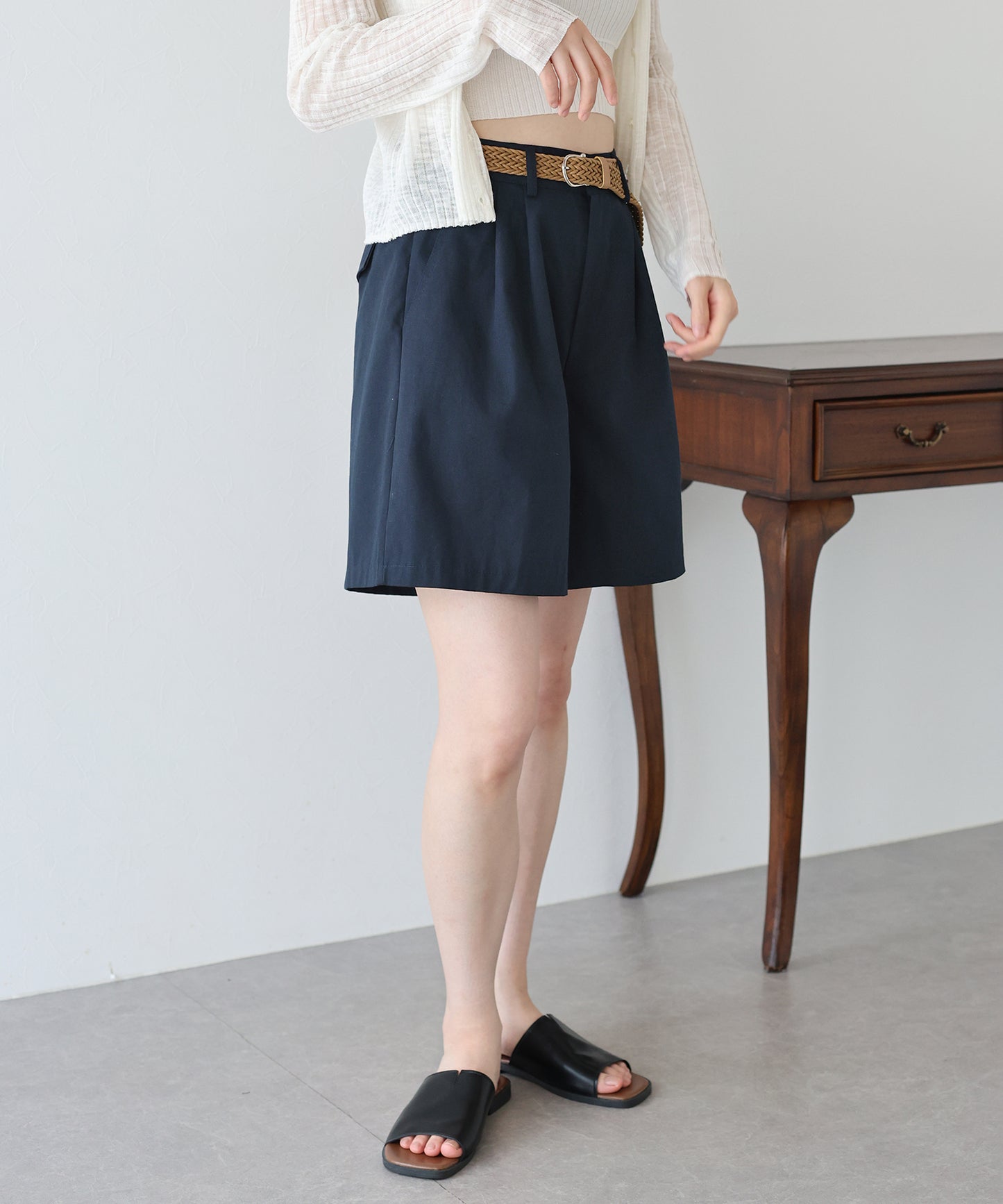 【SALE】メッシュベルト付きハーフパンツ