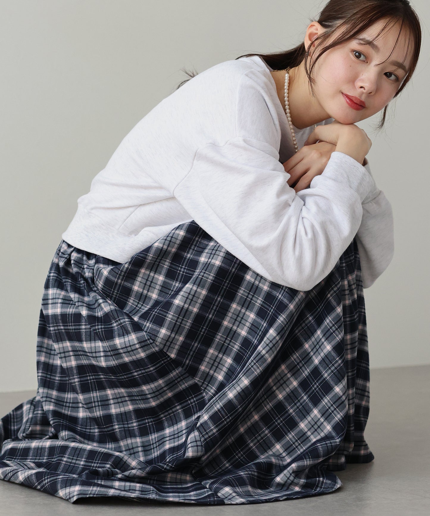 【SALE】丈が選べるチェックロングスカート
