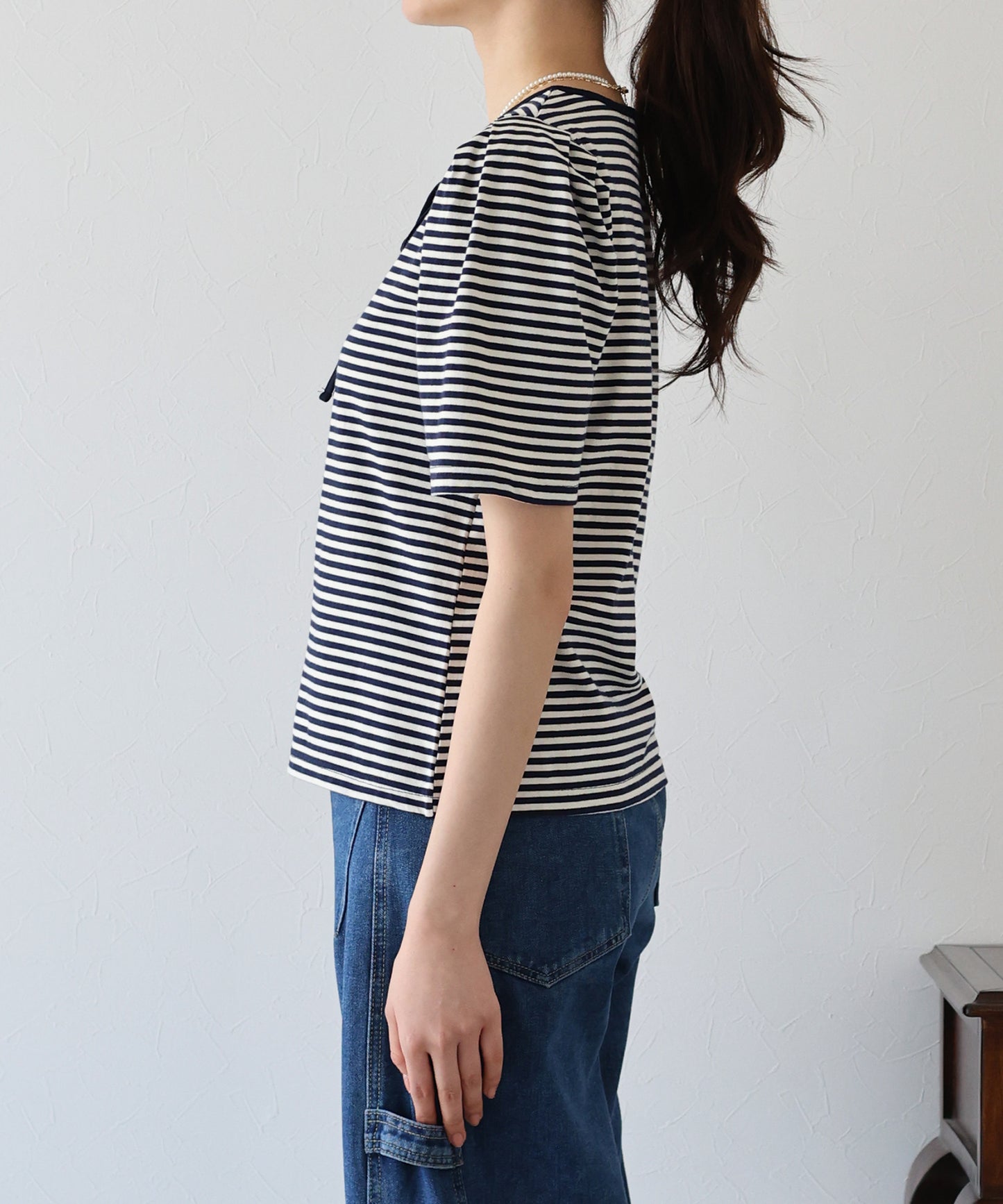 【TIME SALE】パイピングリボンタックTシャツ