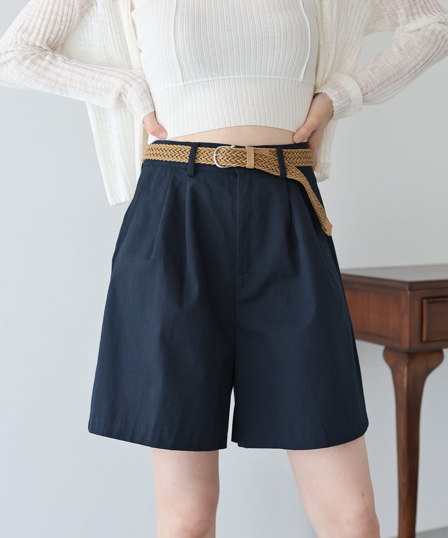 【SALE】メッシュベルト付きハーフパンツ