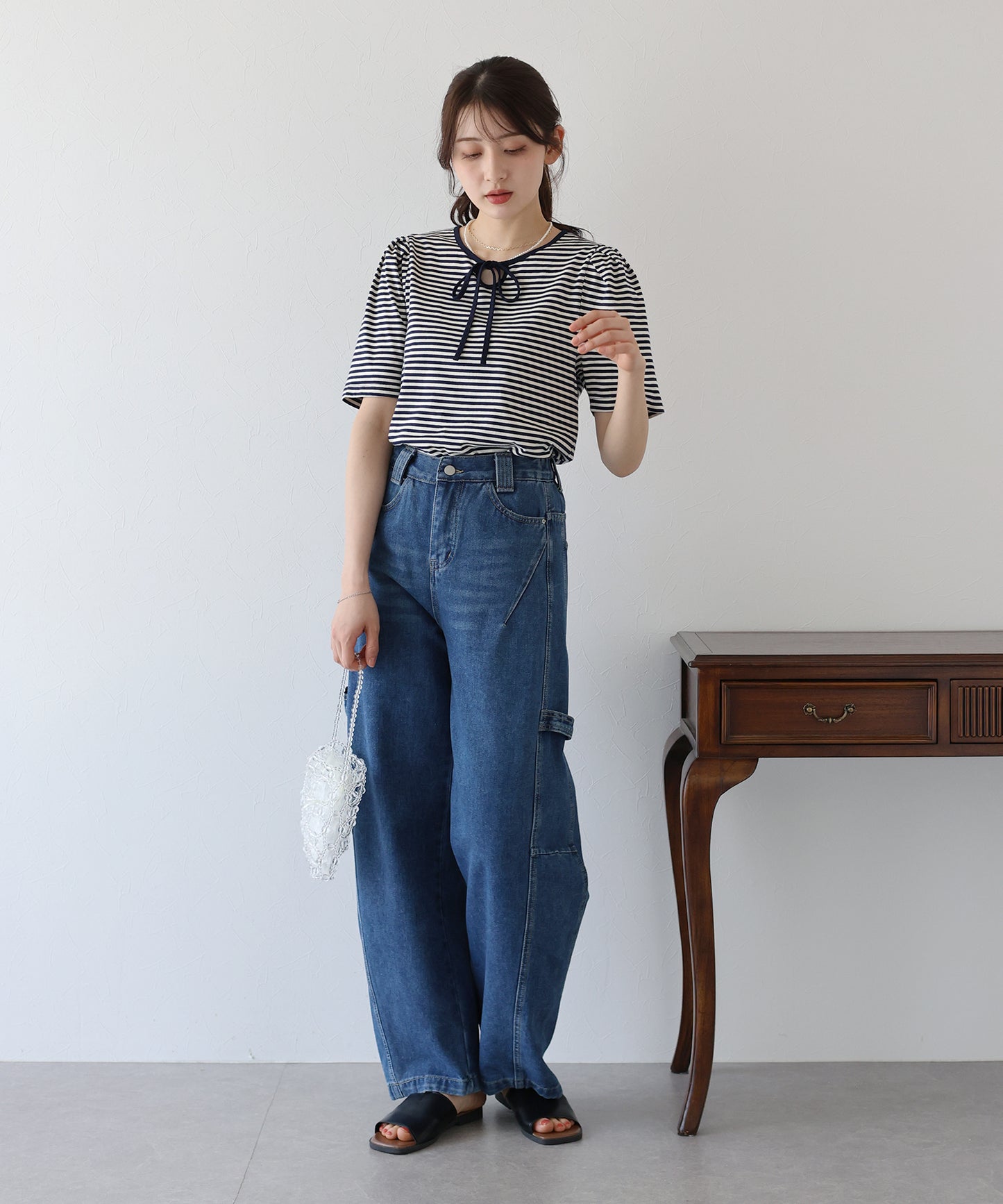 【TIME SALE】パイピングリボンタックTシャツ