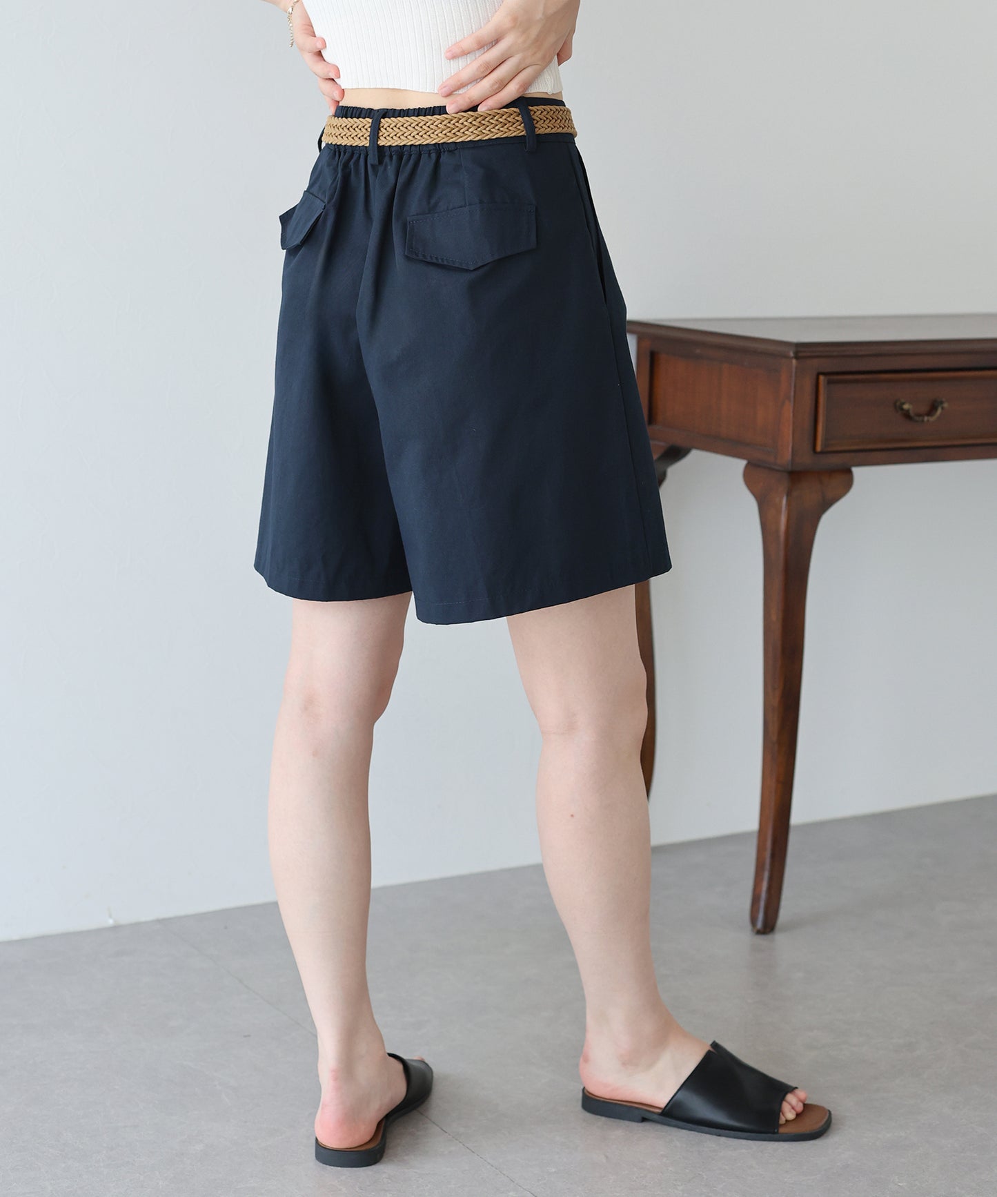 【SALE】メッシュベルト付きハーフパンツ