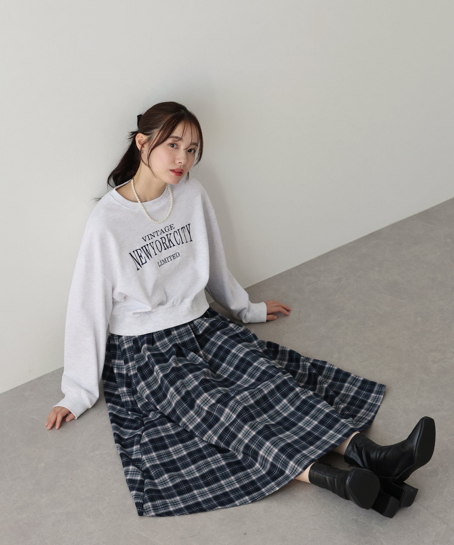 【SALE】丈が選べるチェックロングスカート