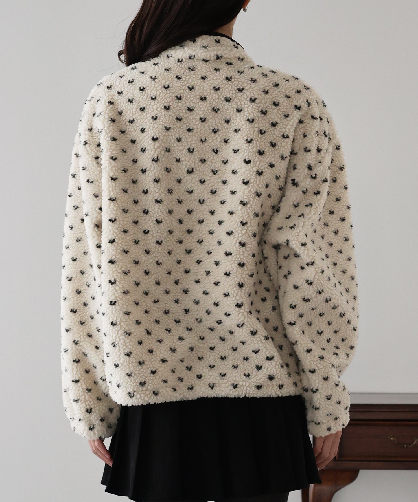 【早割5%OFF】ハート柄ボアハーフボタンプルオーバー