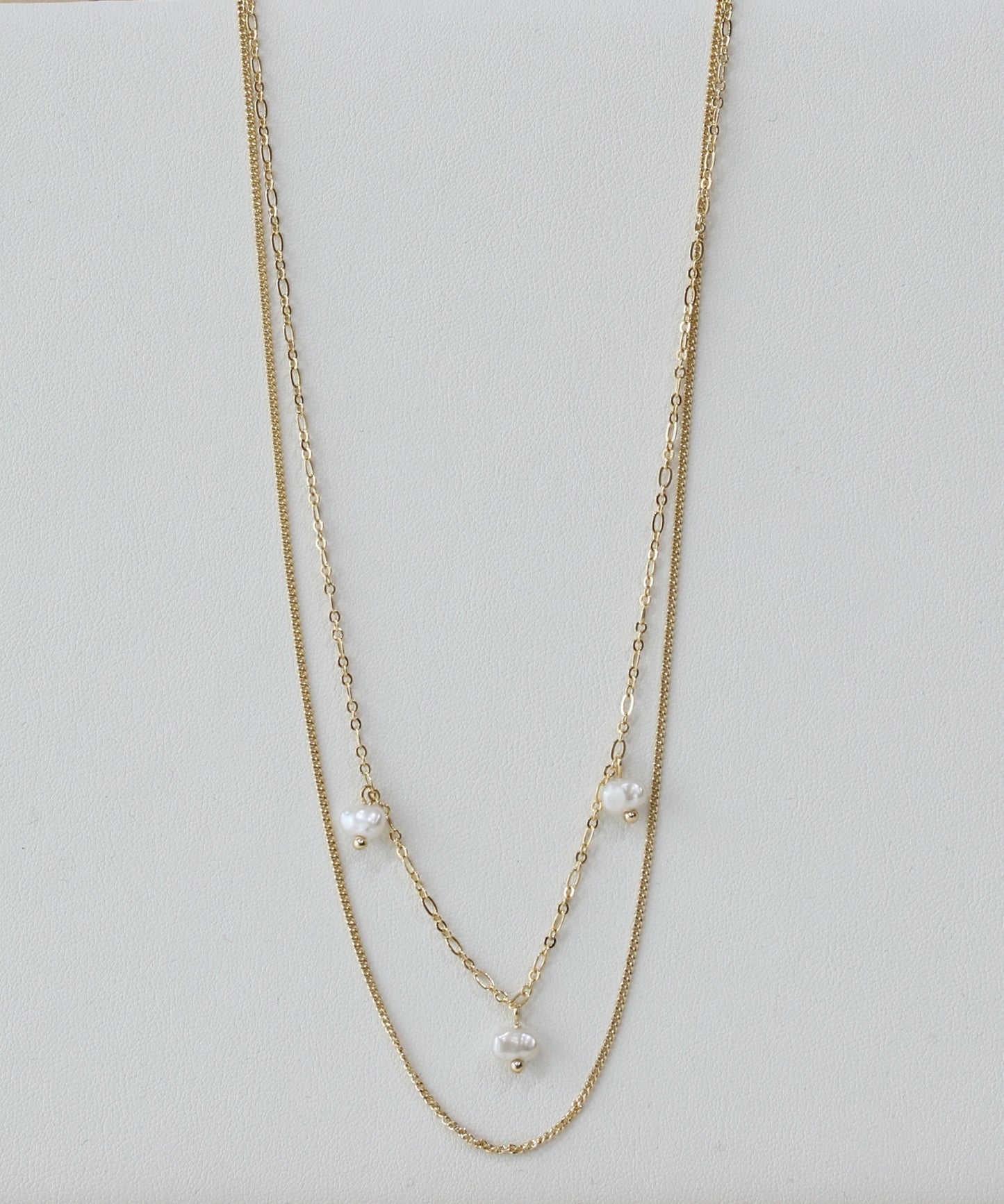 【早割5%OFF】パールステーション2連ネックレス / ニッケルフリー【ネコポス】