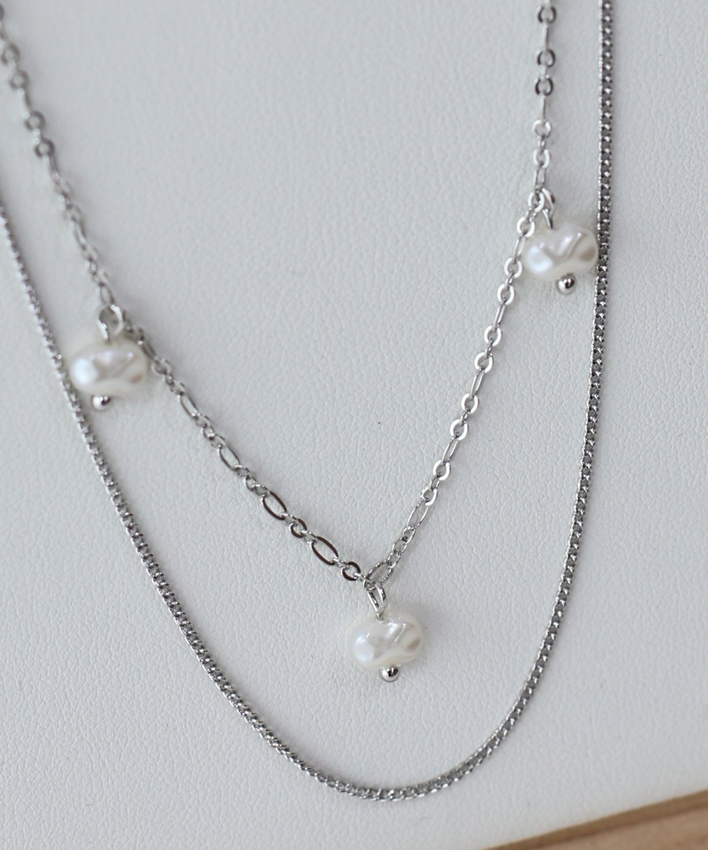 【早割5%OFF】パールステーション2連ネックレス / ニッケルフリー【ネコポス】