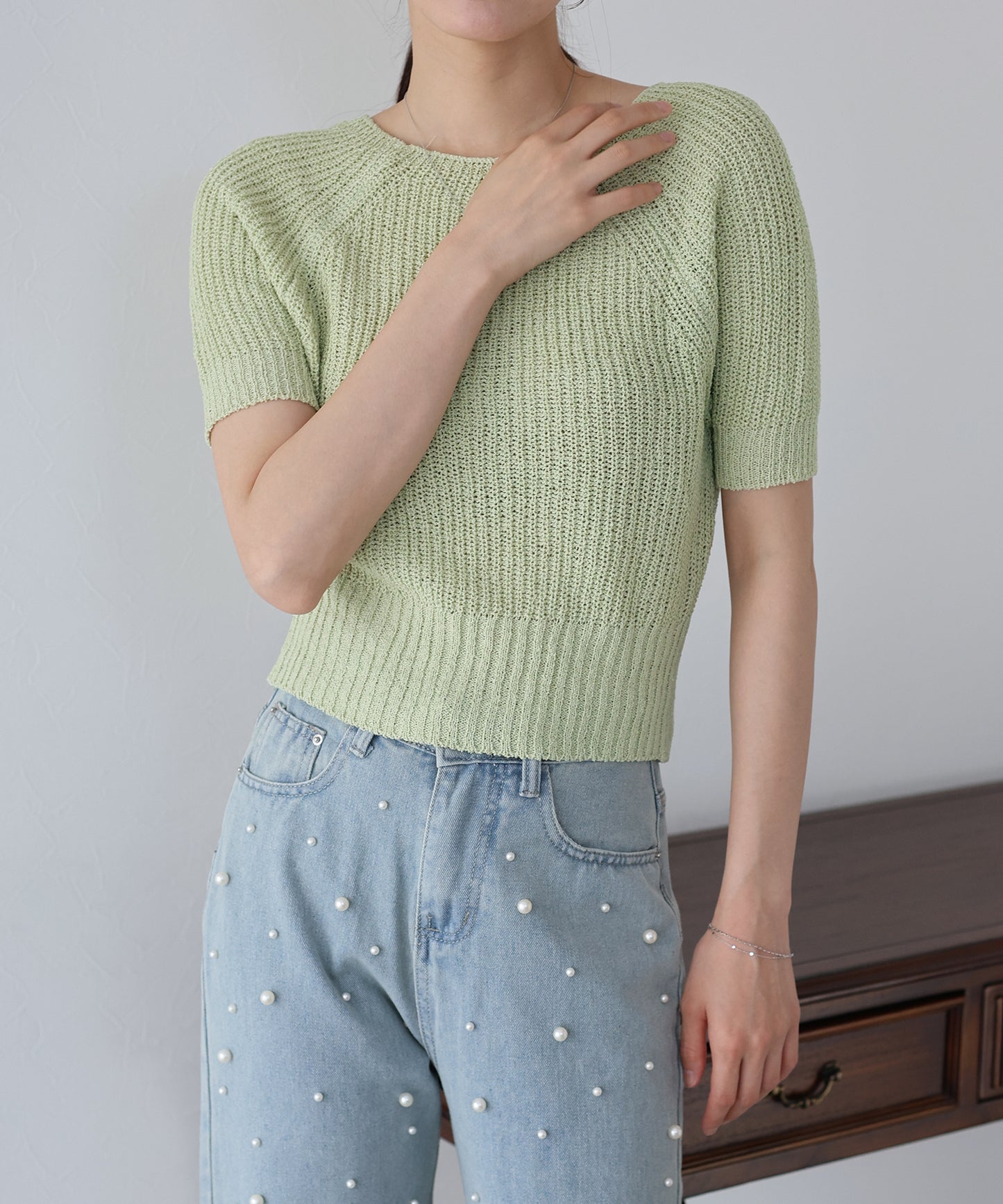 【SALE】半袖サマーニットトップス【ネコポス】
