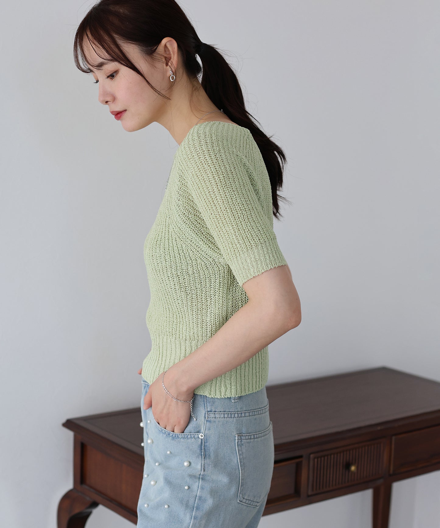 【SALE】半袖サマーニットトップス【ネコポス】