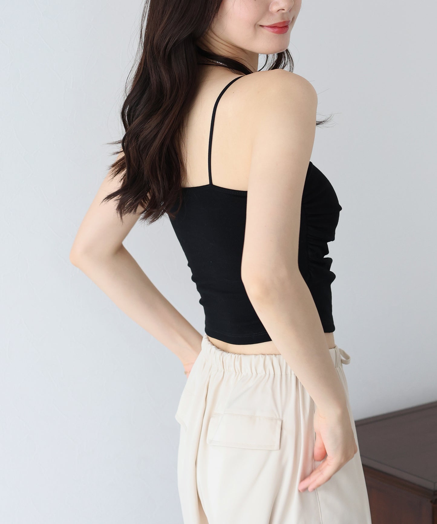 【SALE】カップ付きギャザーキャミソール【ネコポス】