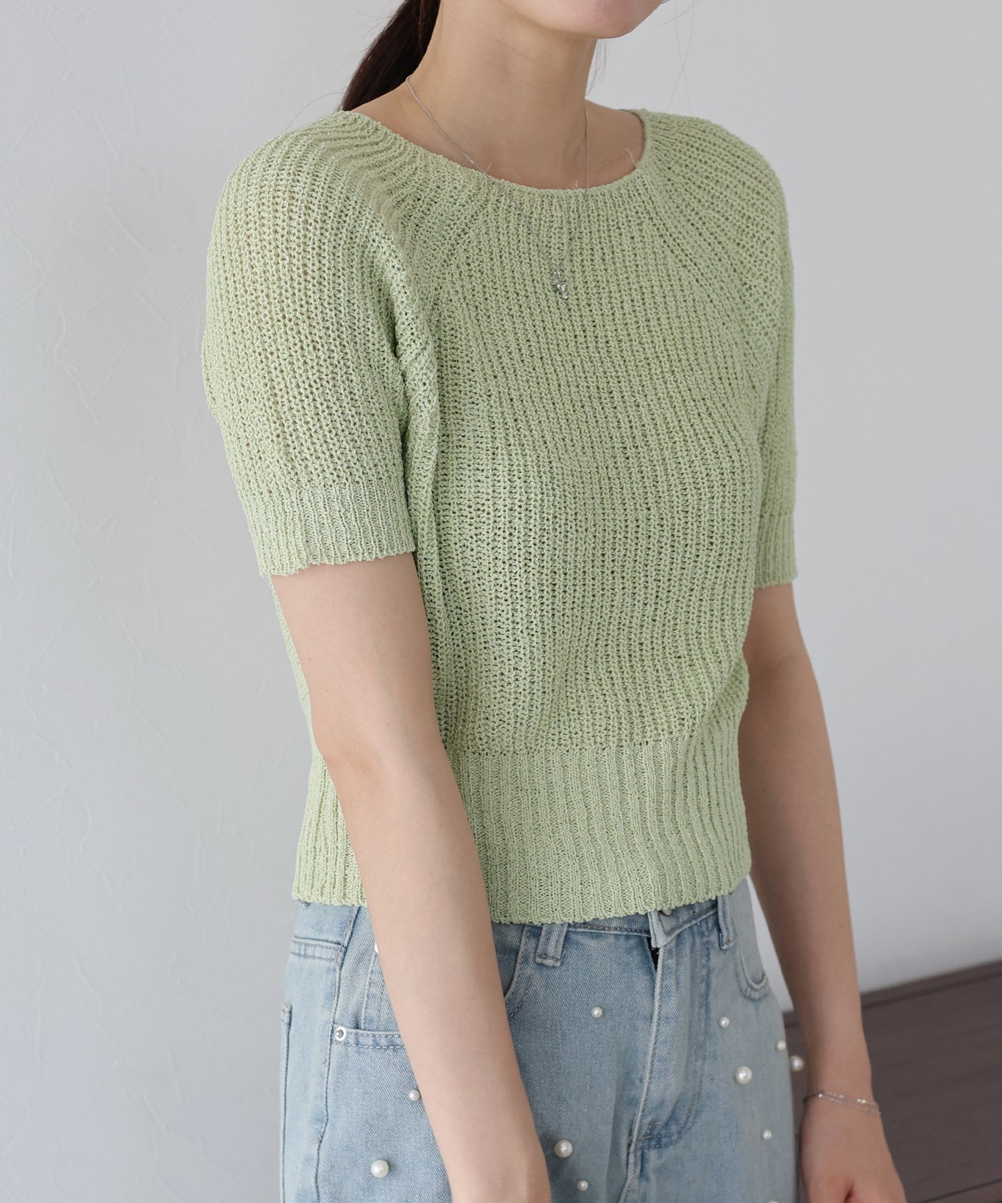 【SALE】半袖サマーニットトップス【ネコポス】