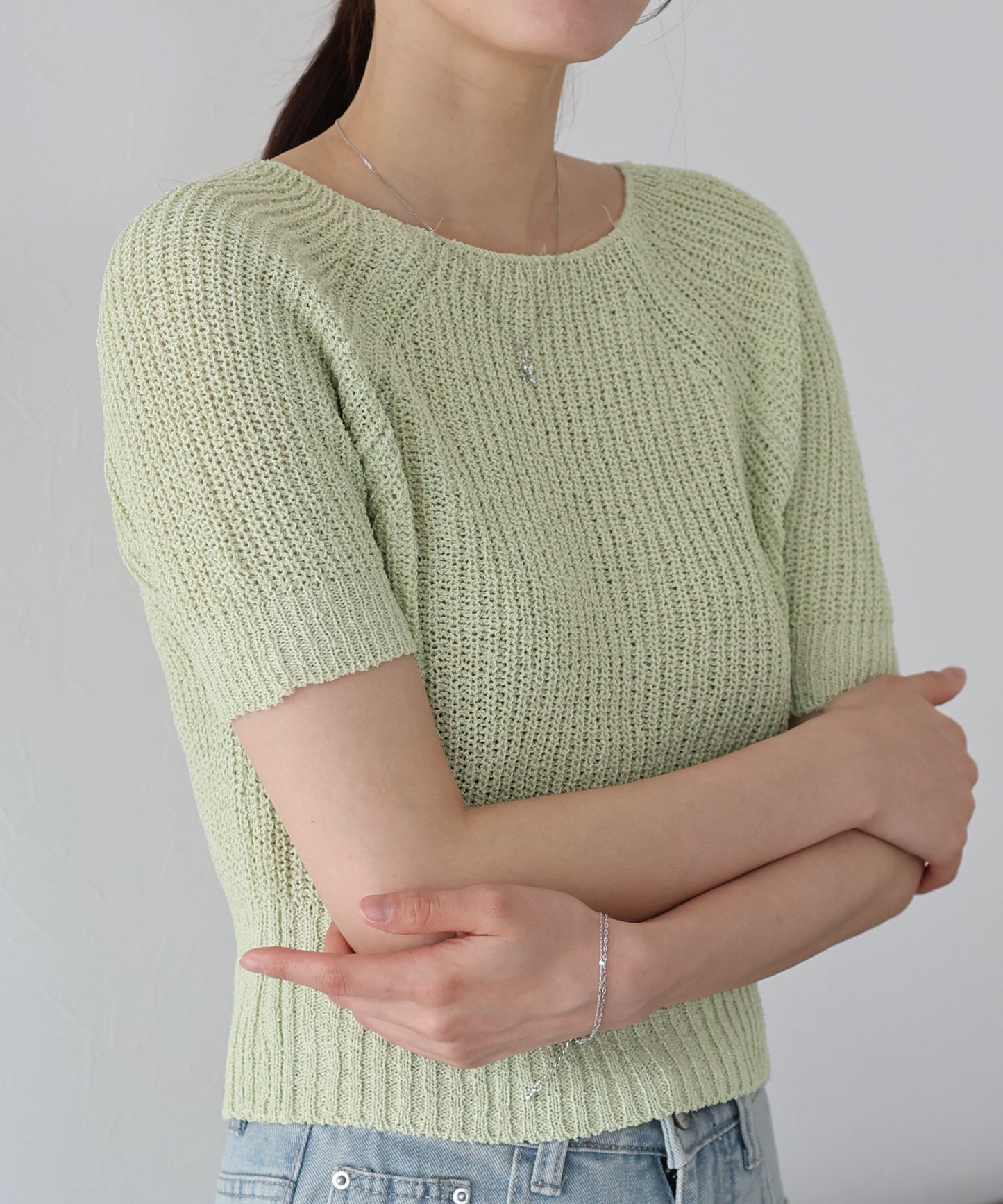 【SALE】半袖サマーニットトップス【ネコポス】