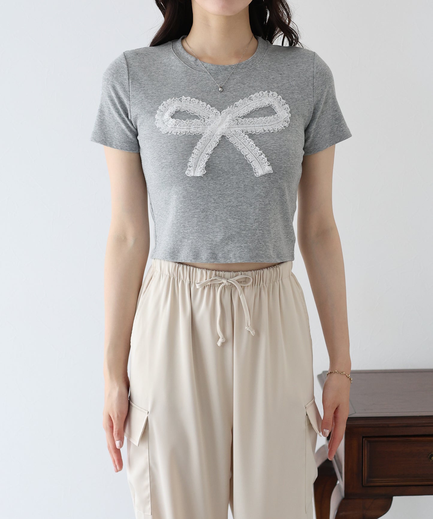 【SALE】レースリボンTシャツ【ネコポス】