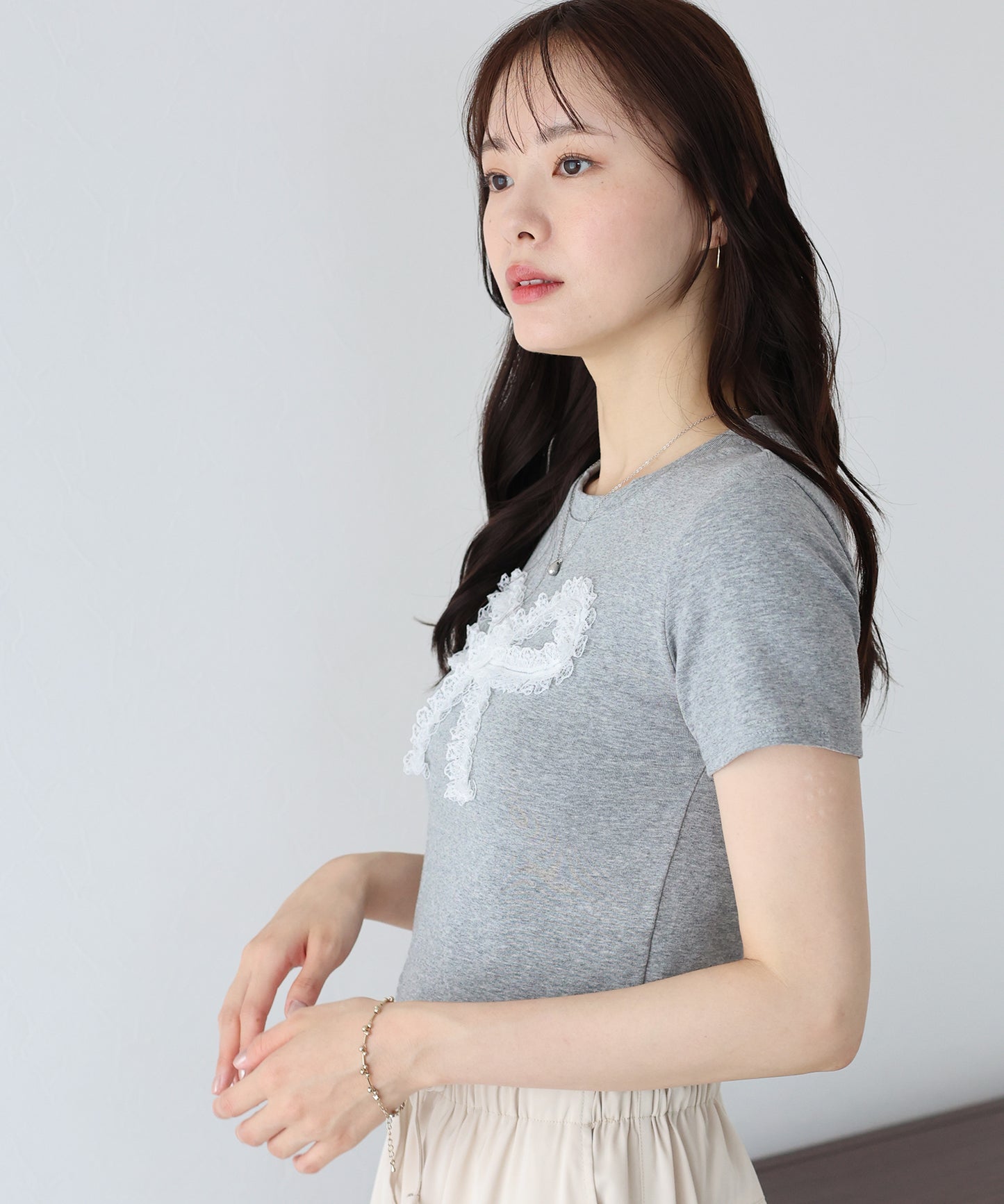 【SALE】レースリボンTシャツ【ネコポス】