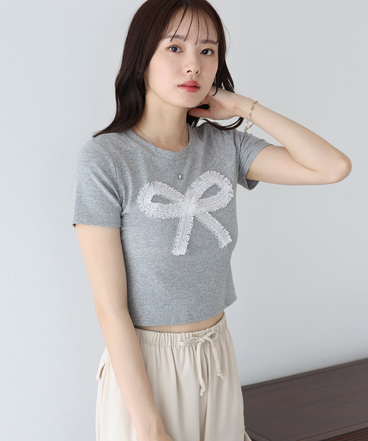 【SALE】レースリボンTシャツ【ネコポス】