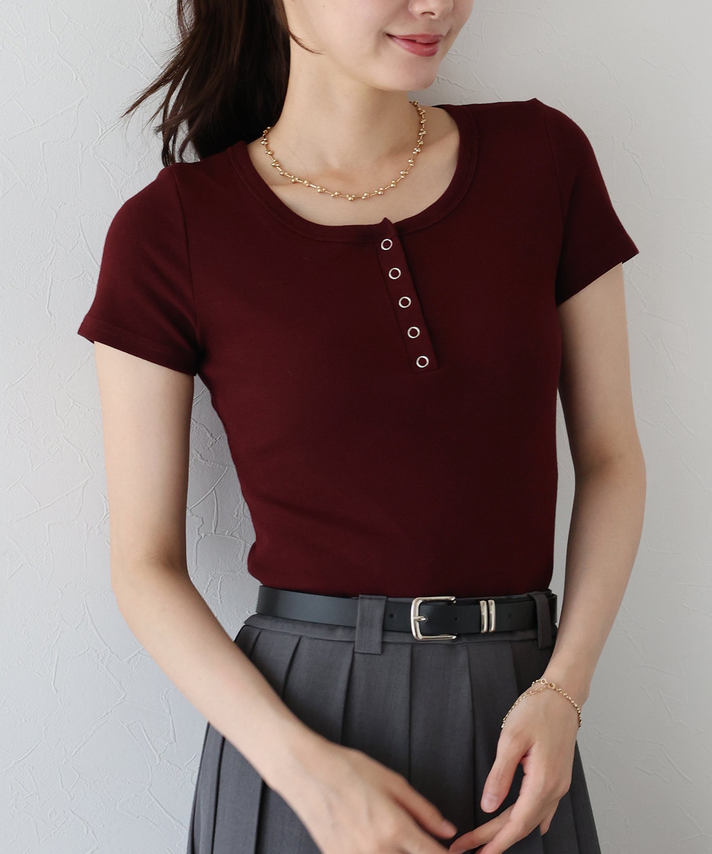 【TIME SALE】ヘンリーネック半袖Tシャツ【ネコポス】