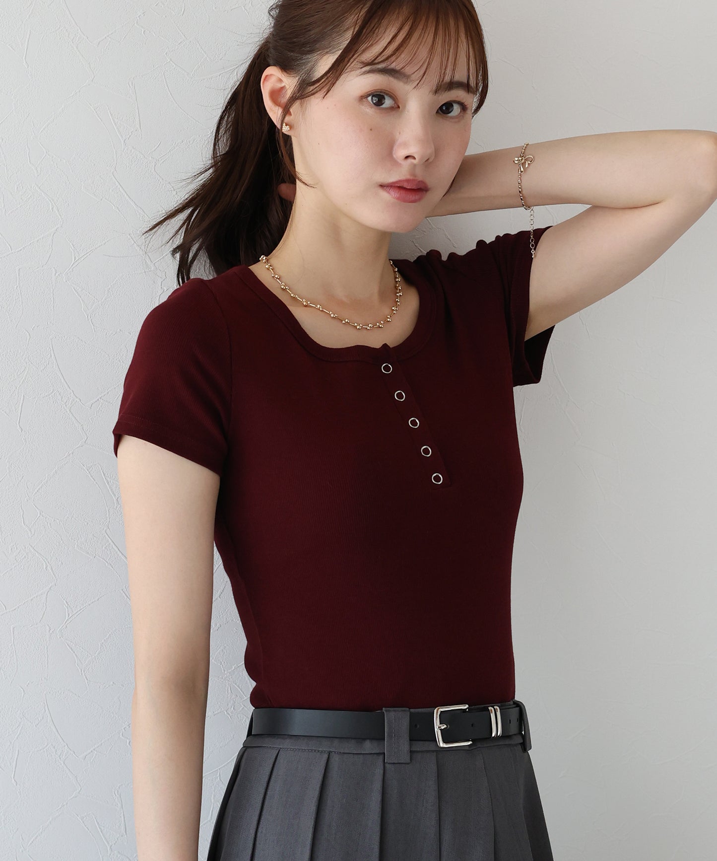 【TIME SALE】ヘンリーネック半袖Tシャツ【ネコポス】