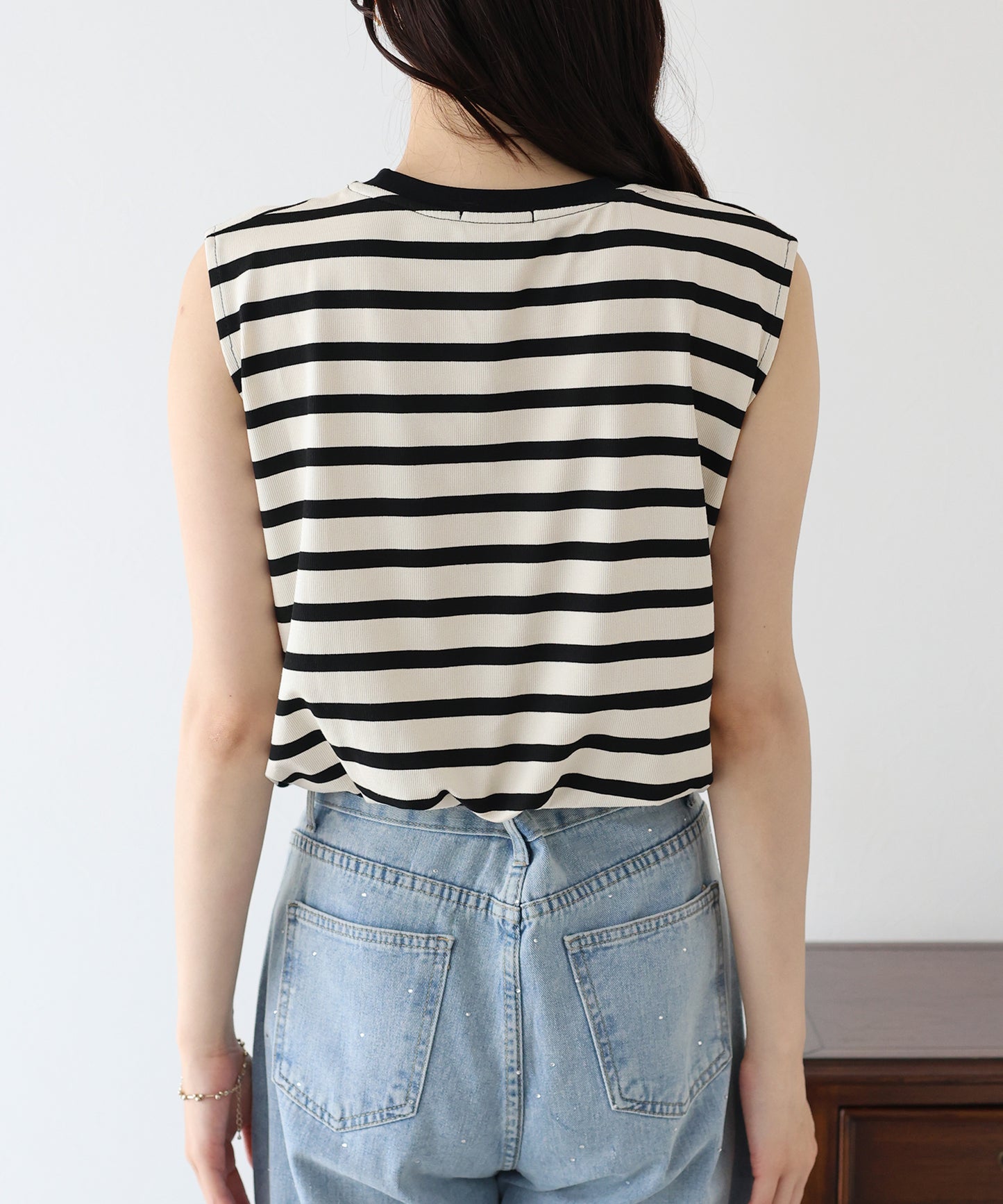 【SALE】チェーン付きボーダーノースリカットソー【ネコポス】