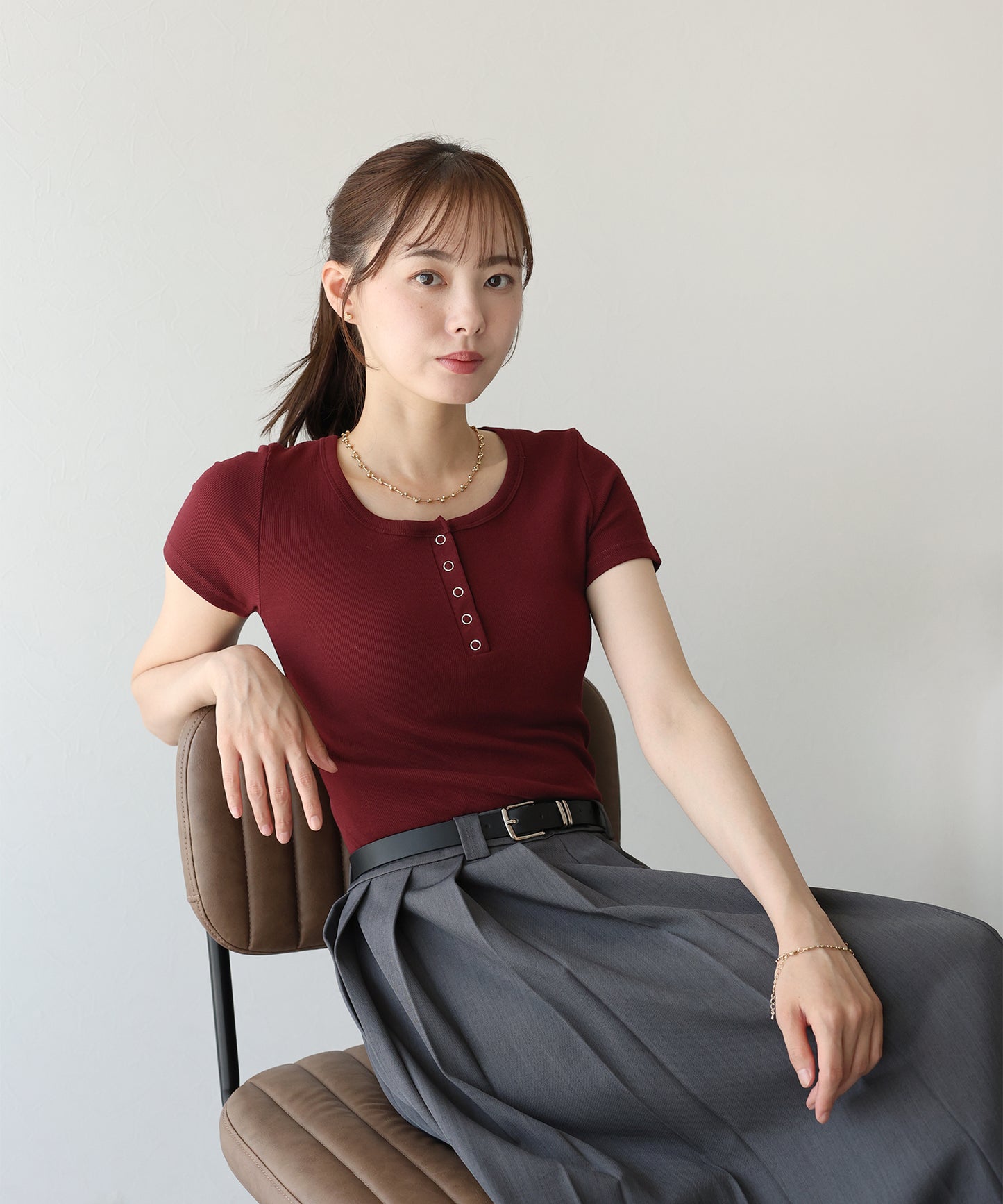 【TIME SALE】ヘンリーネック半袖Tシャツ【ネコポス】