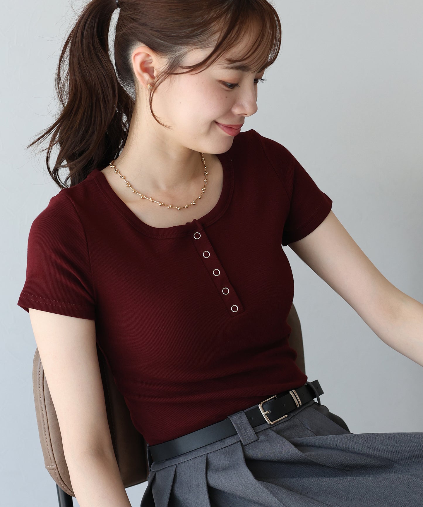 【TIME SALE】ヘンリーネック半袖Tシャツ【ネコポス】