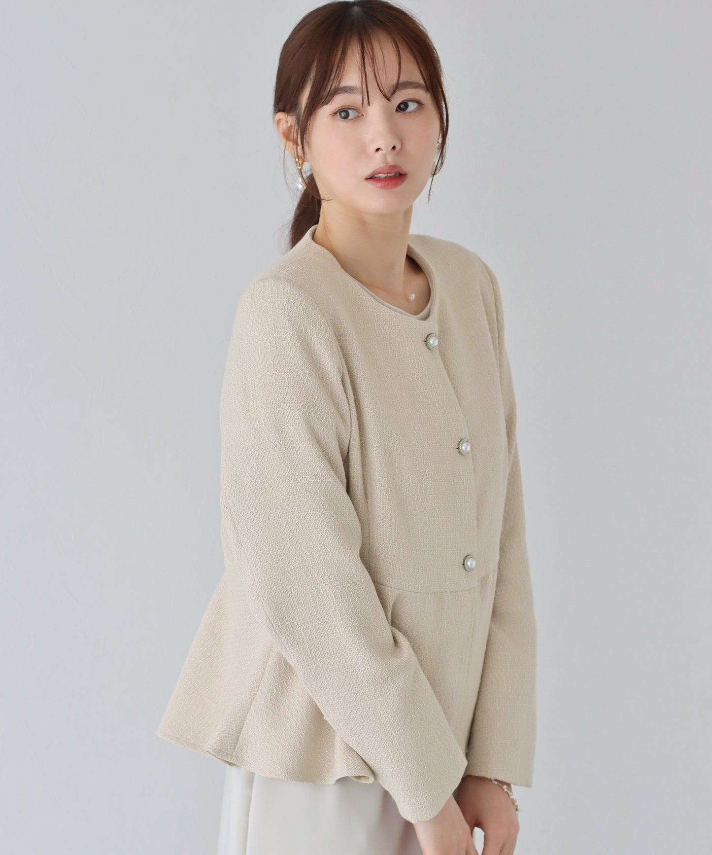 【TIME SALE】ペプラムツイードジャケット
