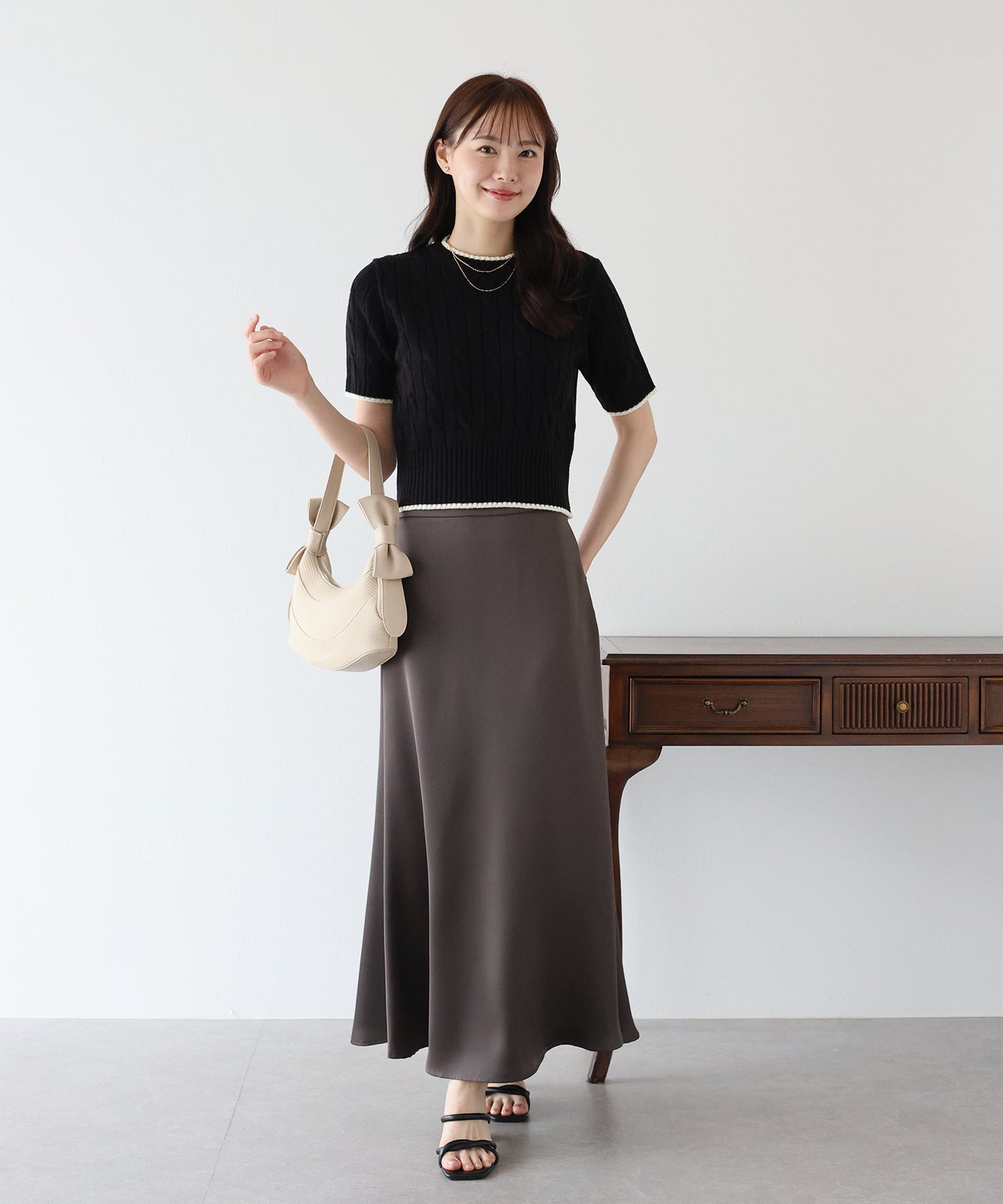 【TIME SALE】半袖ケーブルニット