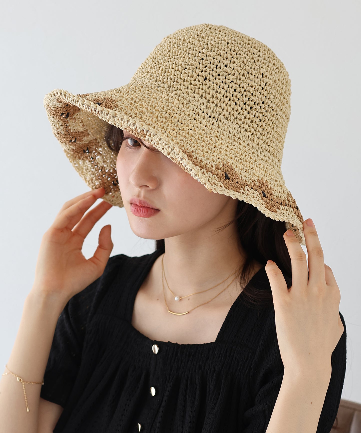【TIME SALE】配色フラワーバケットハット