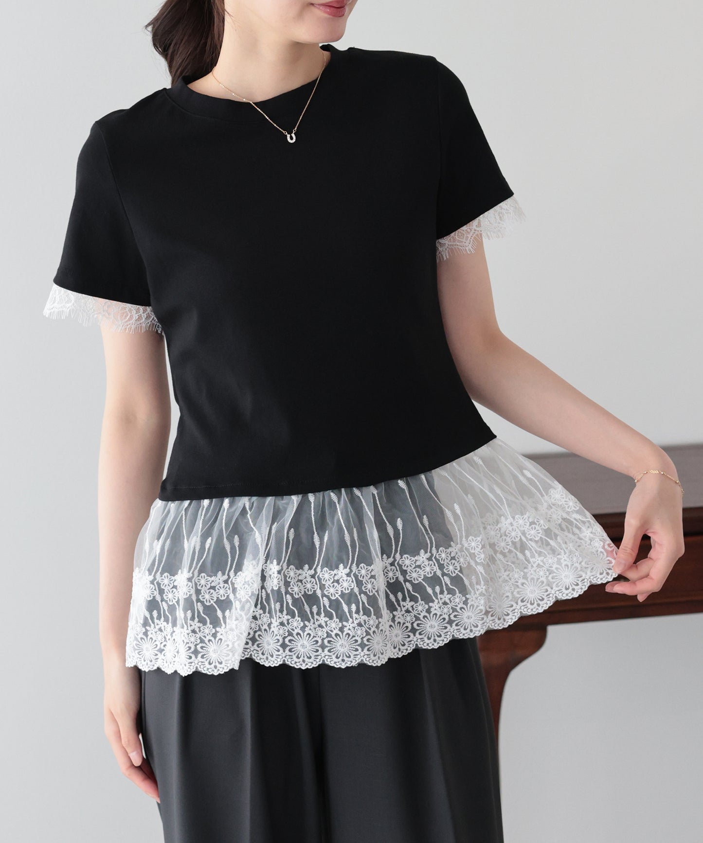 【早割5%OFF】レースドッキングTシャツ【メール便】