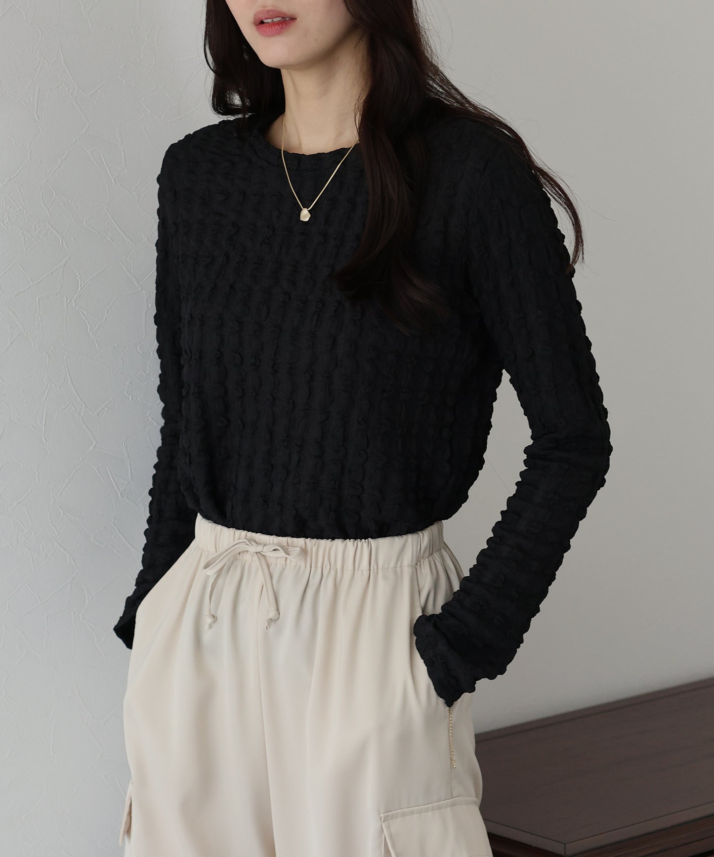 【TIME SALE】ポコポコジャガードカットソー