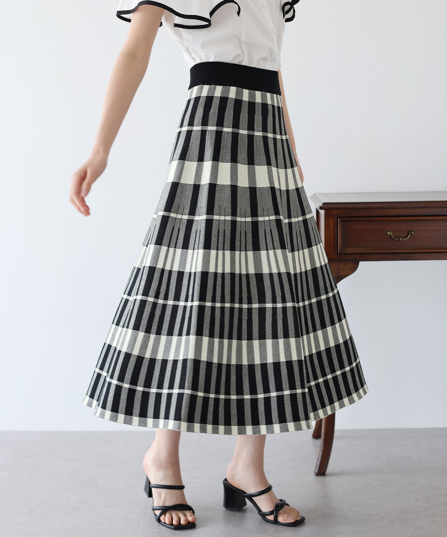 【SALE】チェックニットスカート