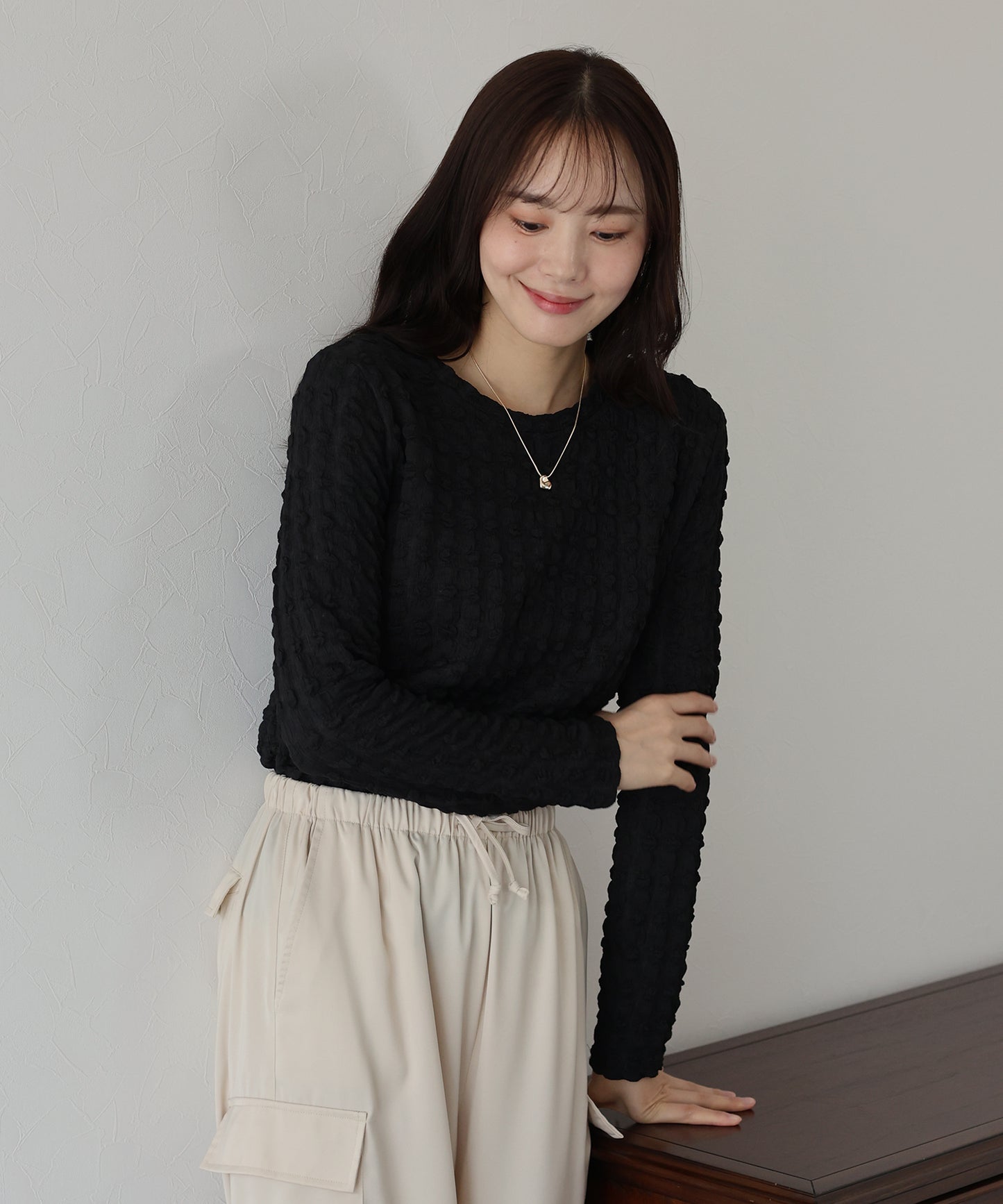 【TIME SALE】ポコポコジャガードカットソー