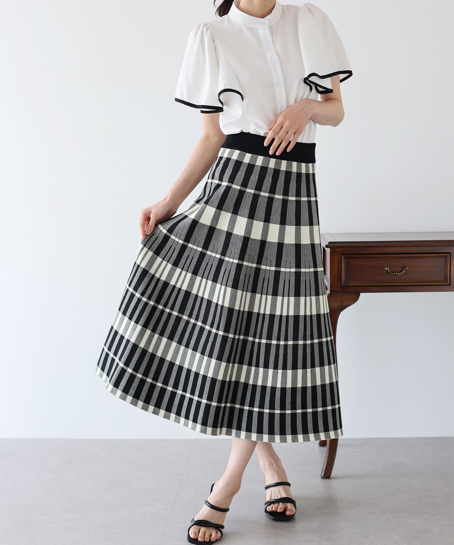 【SALE】チェックニットスカート