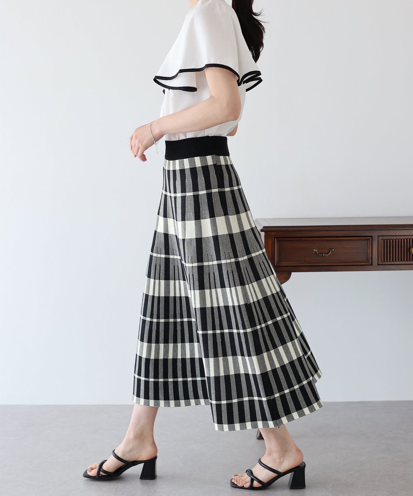 【SALE】チェックニットスカート