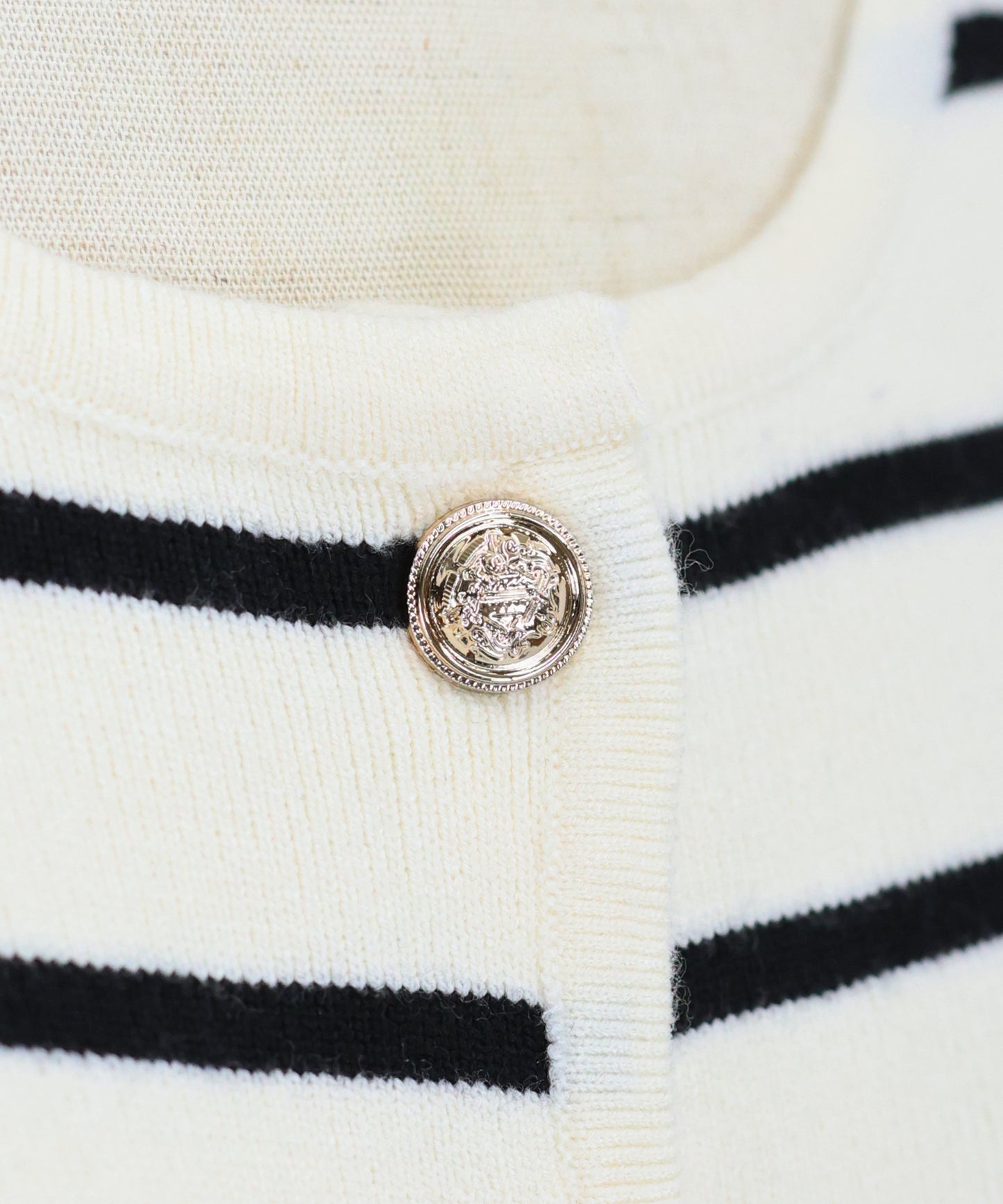 【SALE】金ボタンボーダーカーディガン