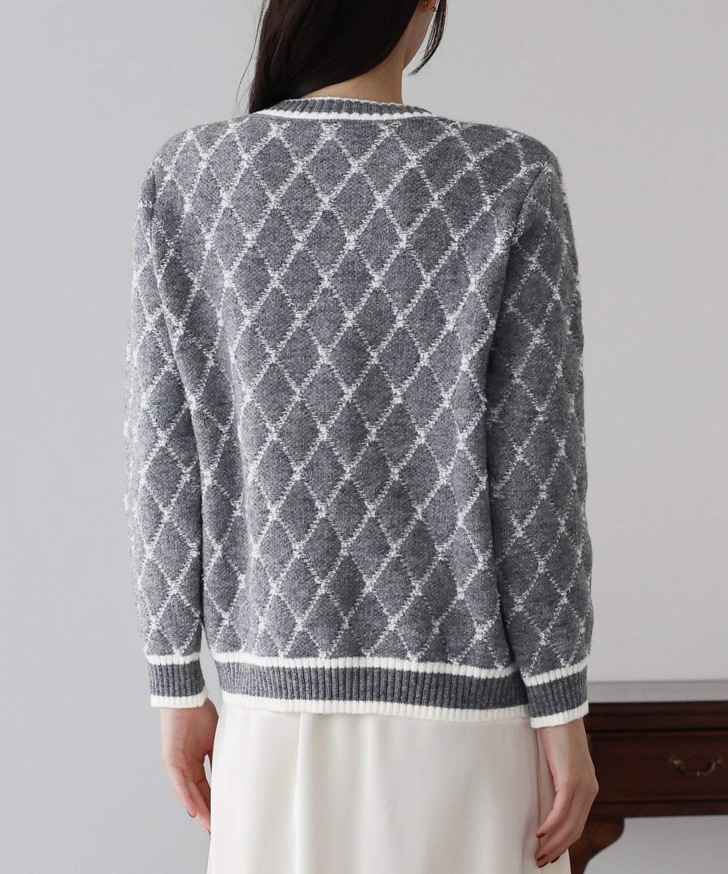 スクエアジャガードカーディガン