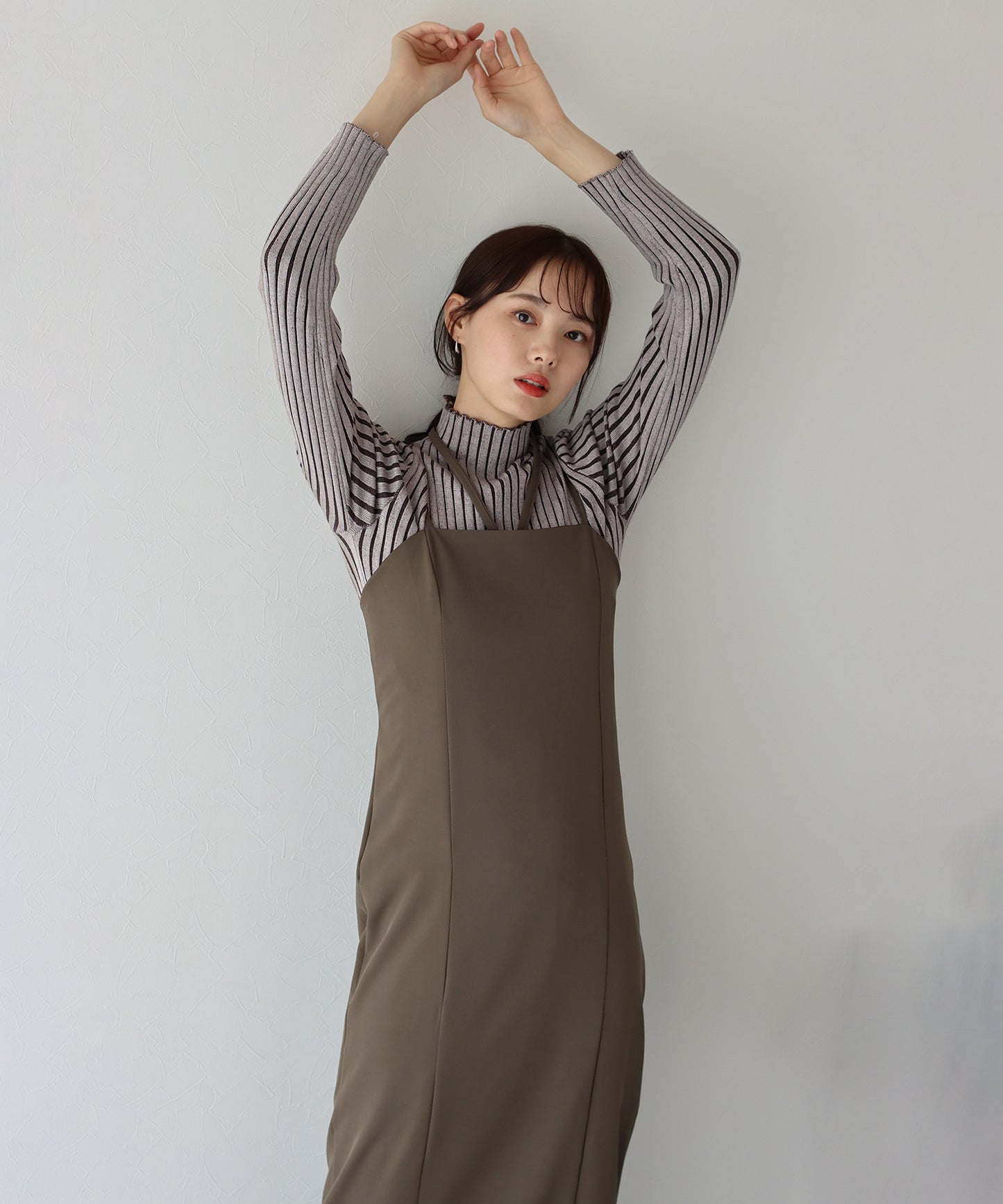 【TIME SALE】配色&無地ワイドリブハイネックニット