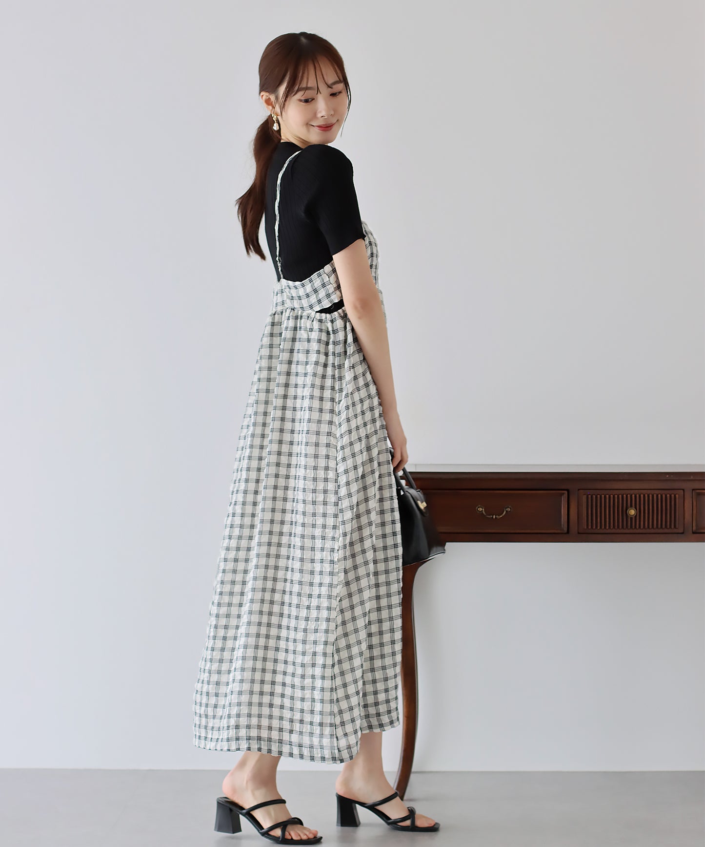 【SALE】シアーチェックキャミワンピース