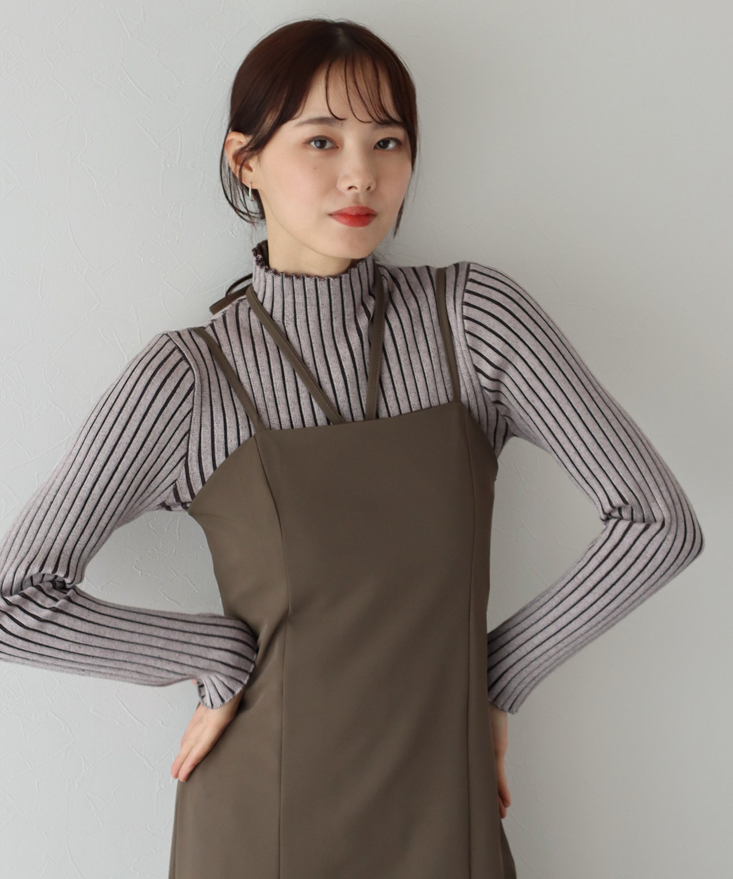 【TIME SALE】配色&無地ワイドリブハイネックニット
