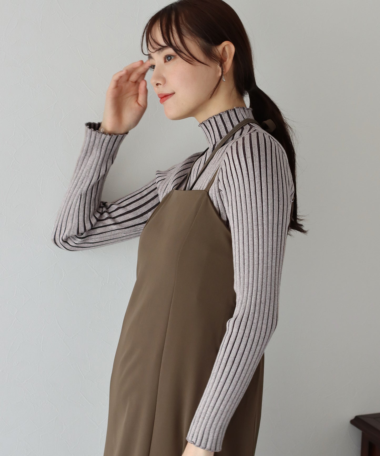 【TIME SALE】配色&無地ワイドリブハイネックニット