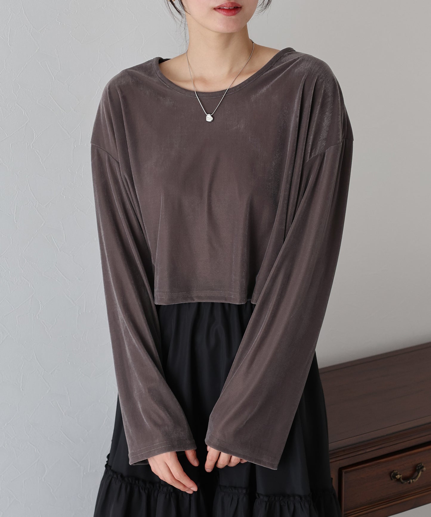 【SALE】シアーベロアショート丈ロンT【ネコポス】